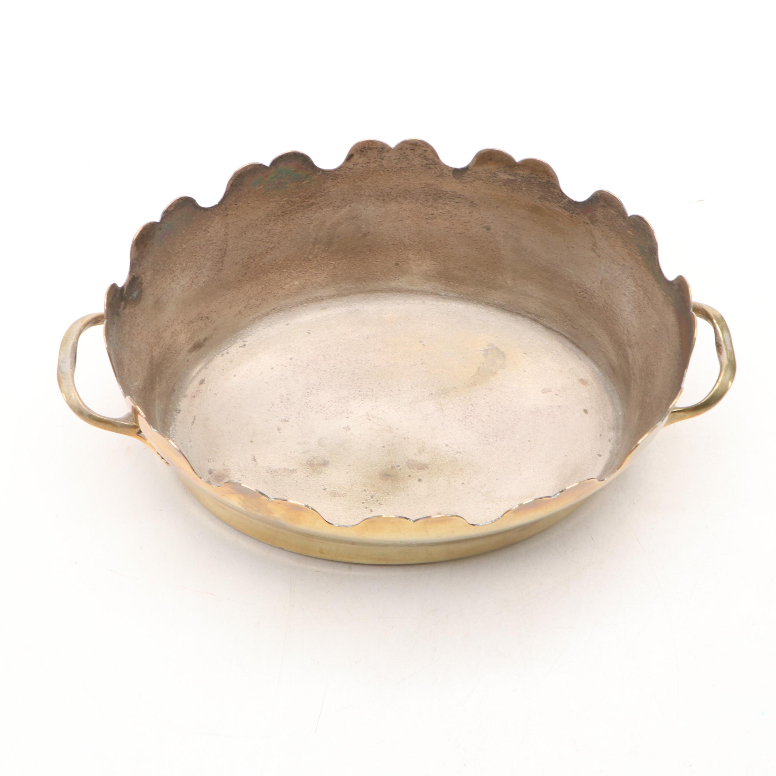 Brass Finish Monteith with Fluted Brass Plate