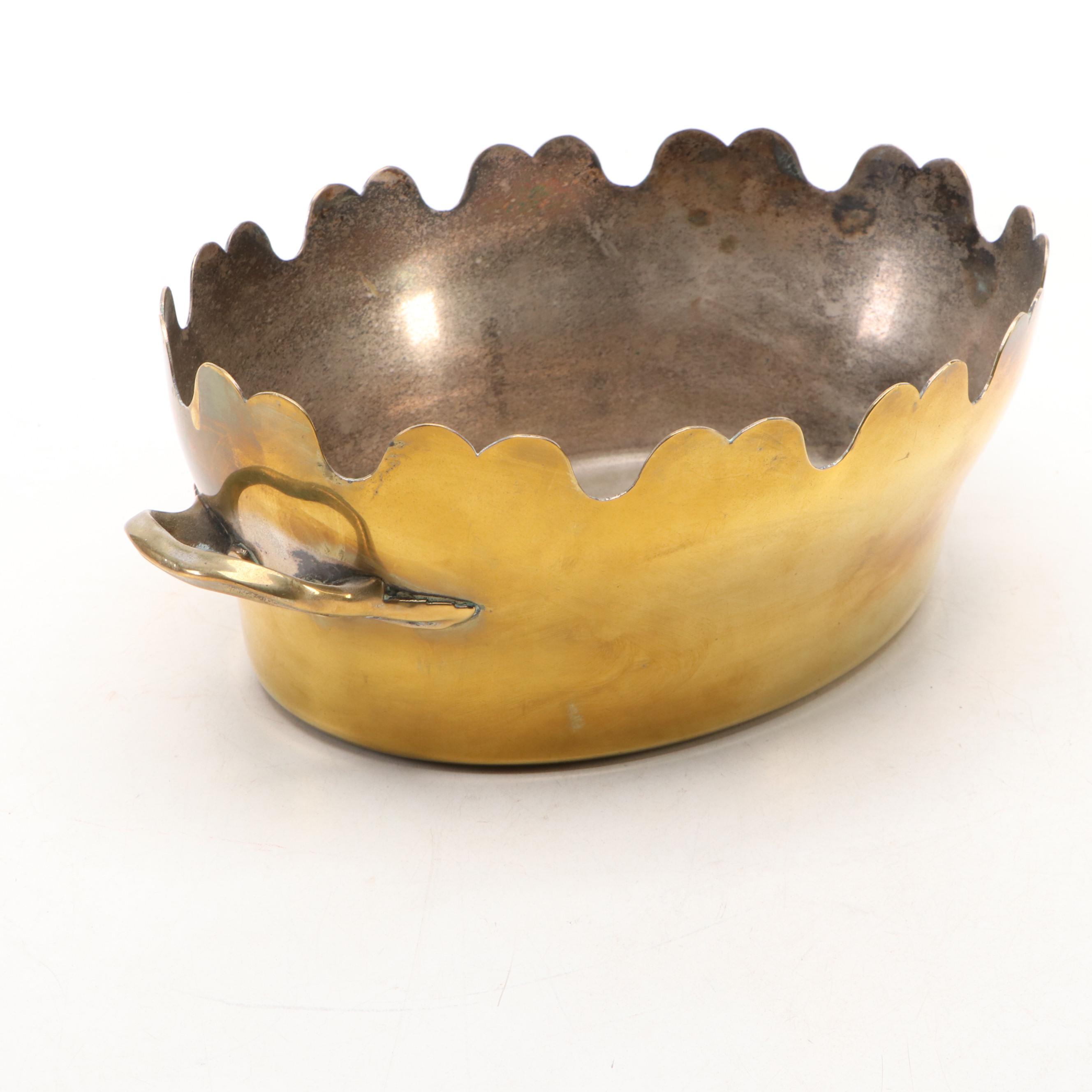 Brass Finish Monteith with Fluted Brass Plate