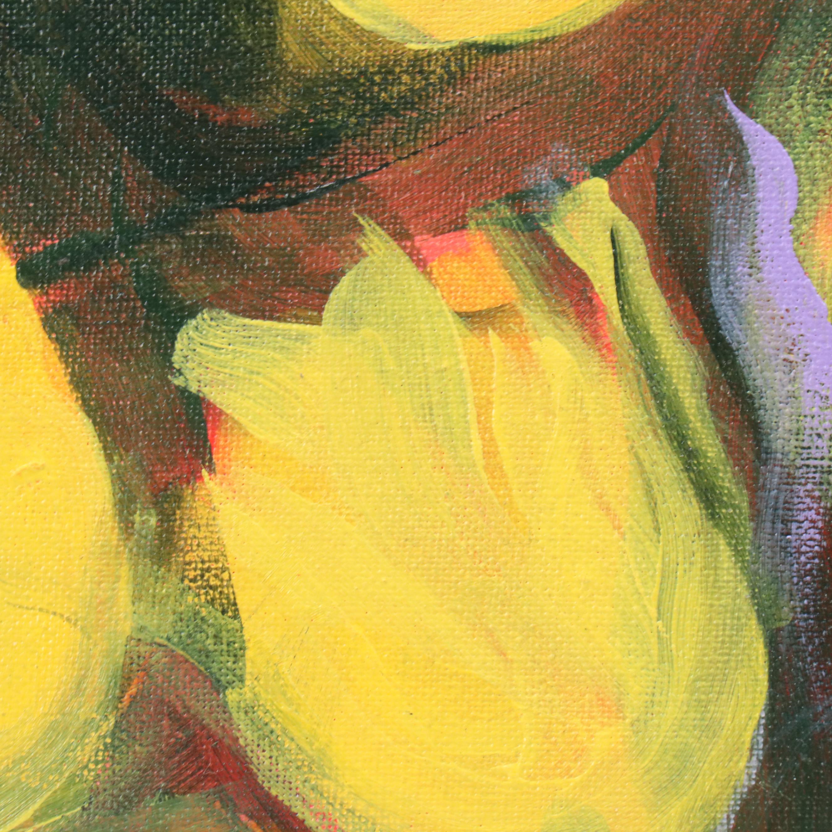 Said Oladejo-lawal Stylized Floral Acrylic Painting, 2020