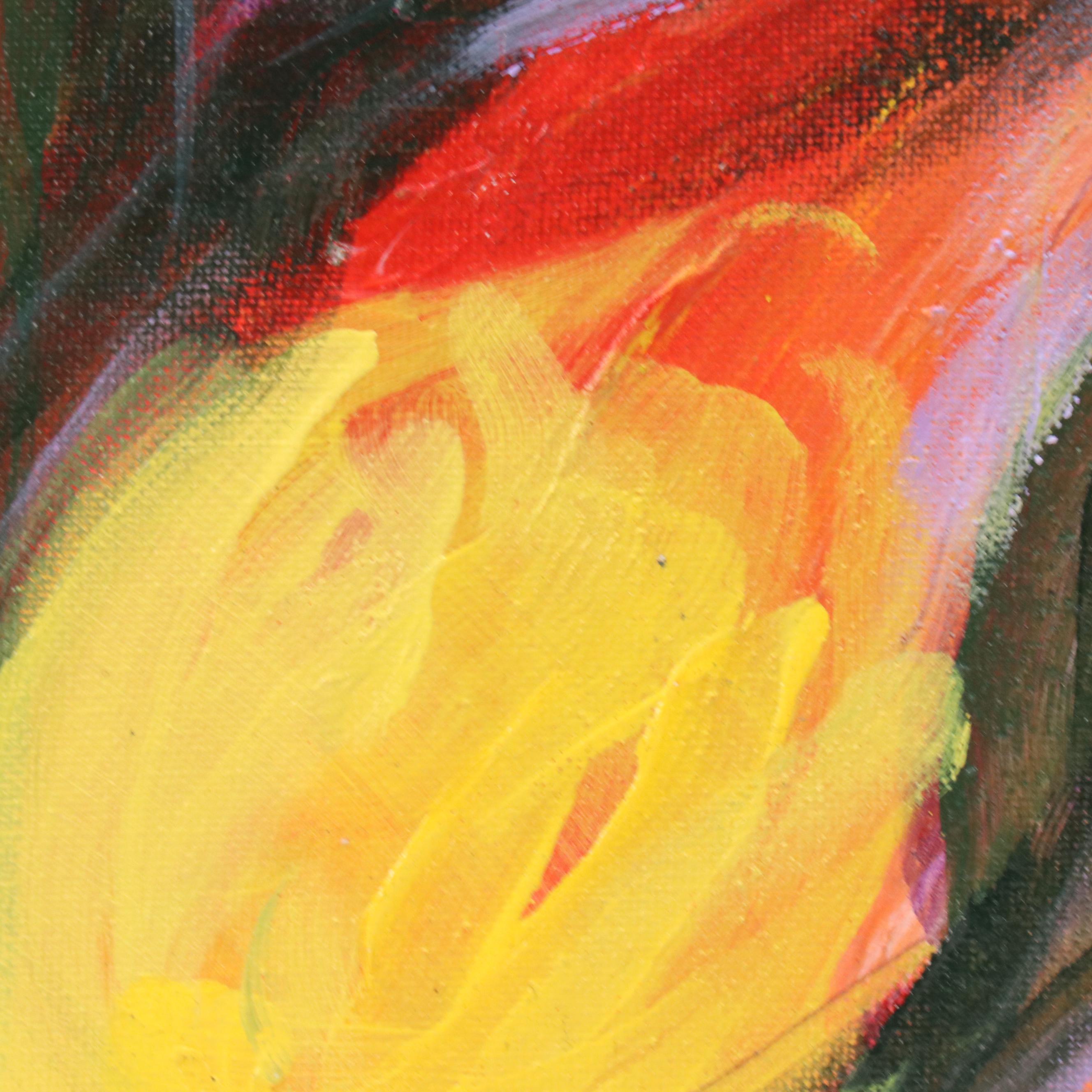 Said Oladejo-lawal Stylized Floral Acrylic Painting, 2020