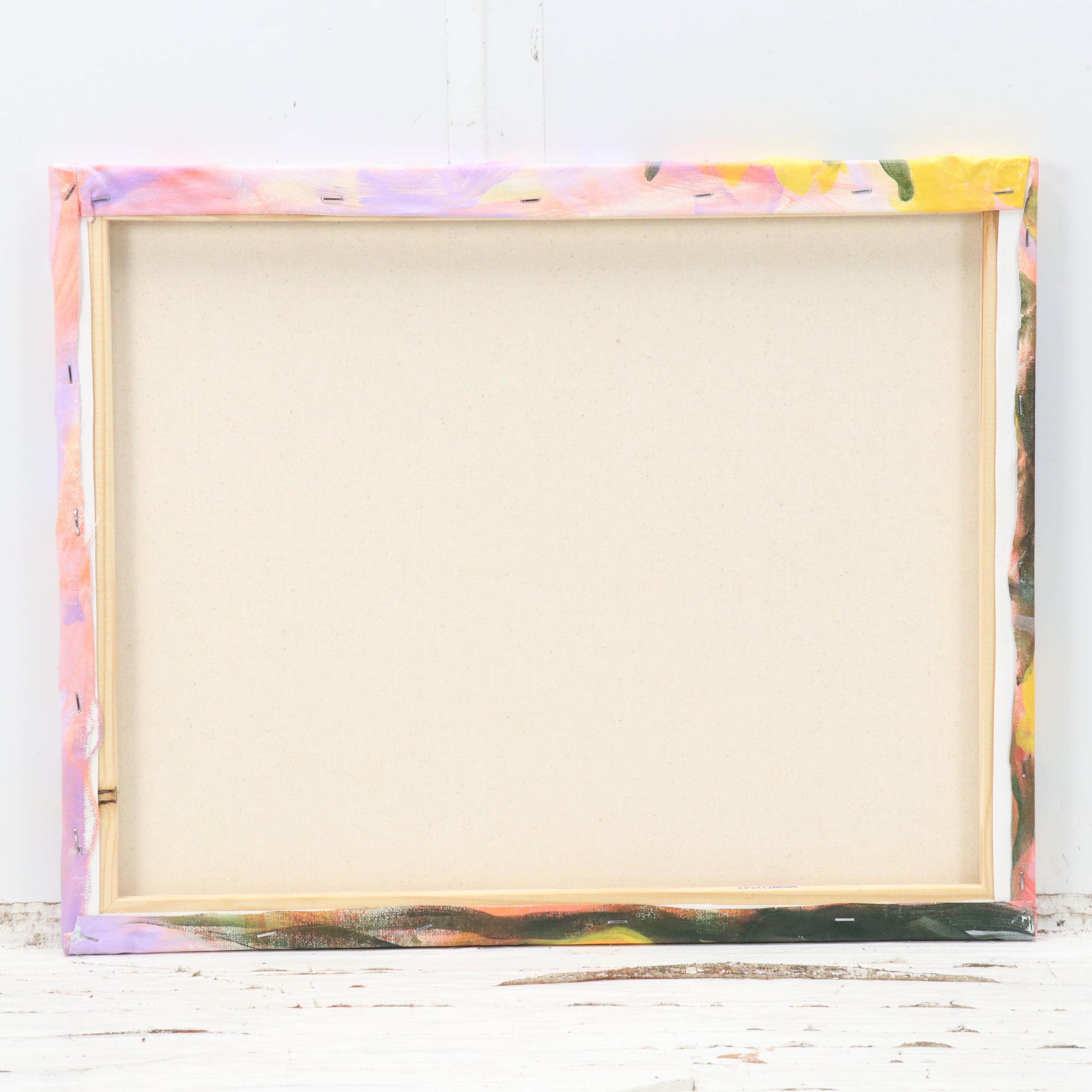 Said Oladejo-lawal Stylized Floral Acrylic Painting, 2020