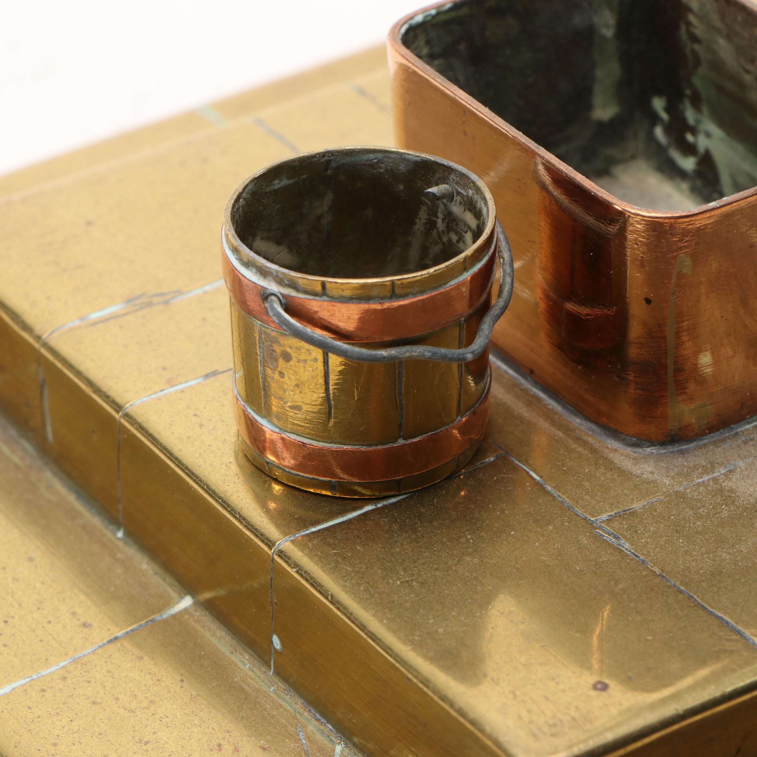 Working Copper and Brass Sculpture of Water Pump