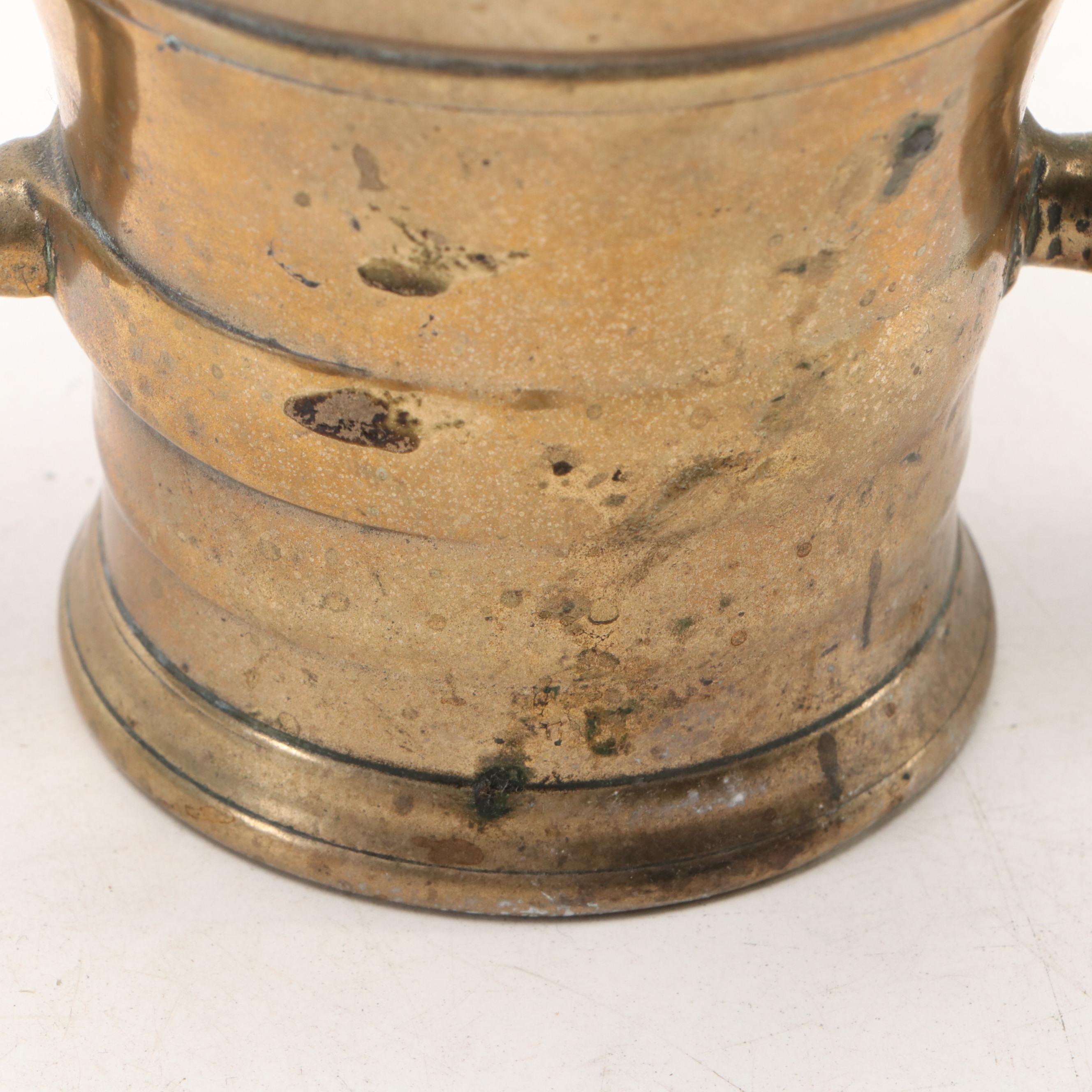 Brass Mortar with Pestle, Spoons, and Diwali Burner/Lamp with Underplate