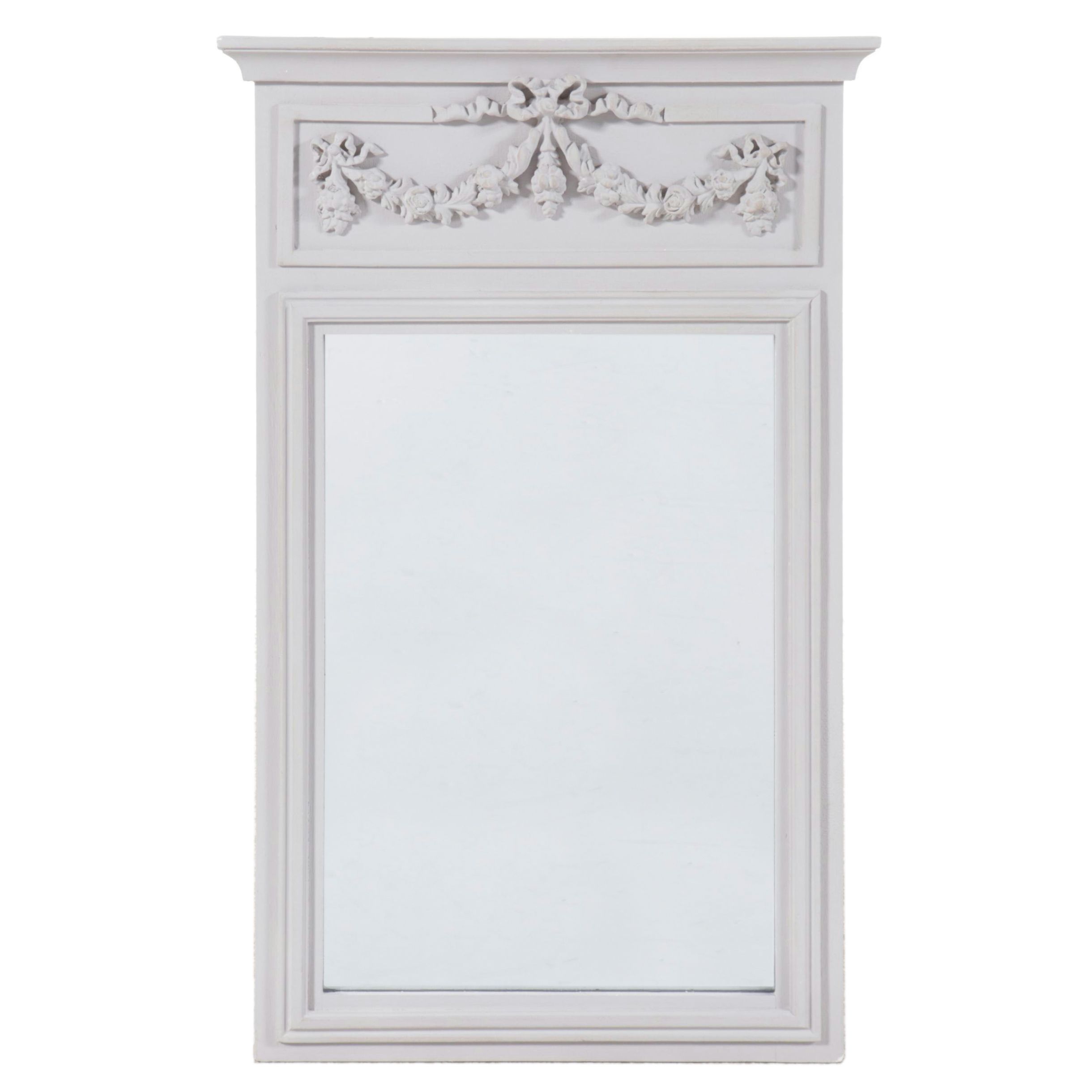 French Style Painted Wood Trumeau Mirror