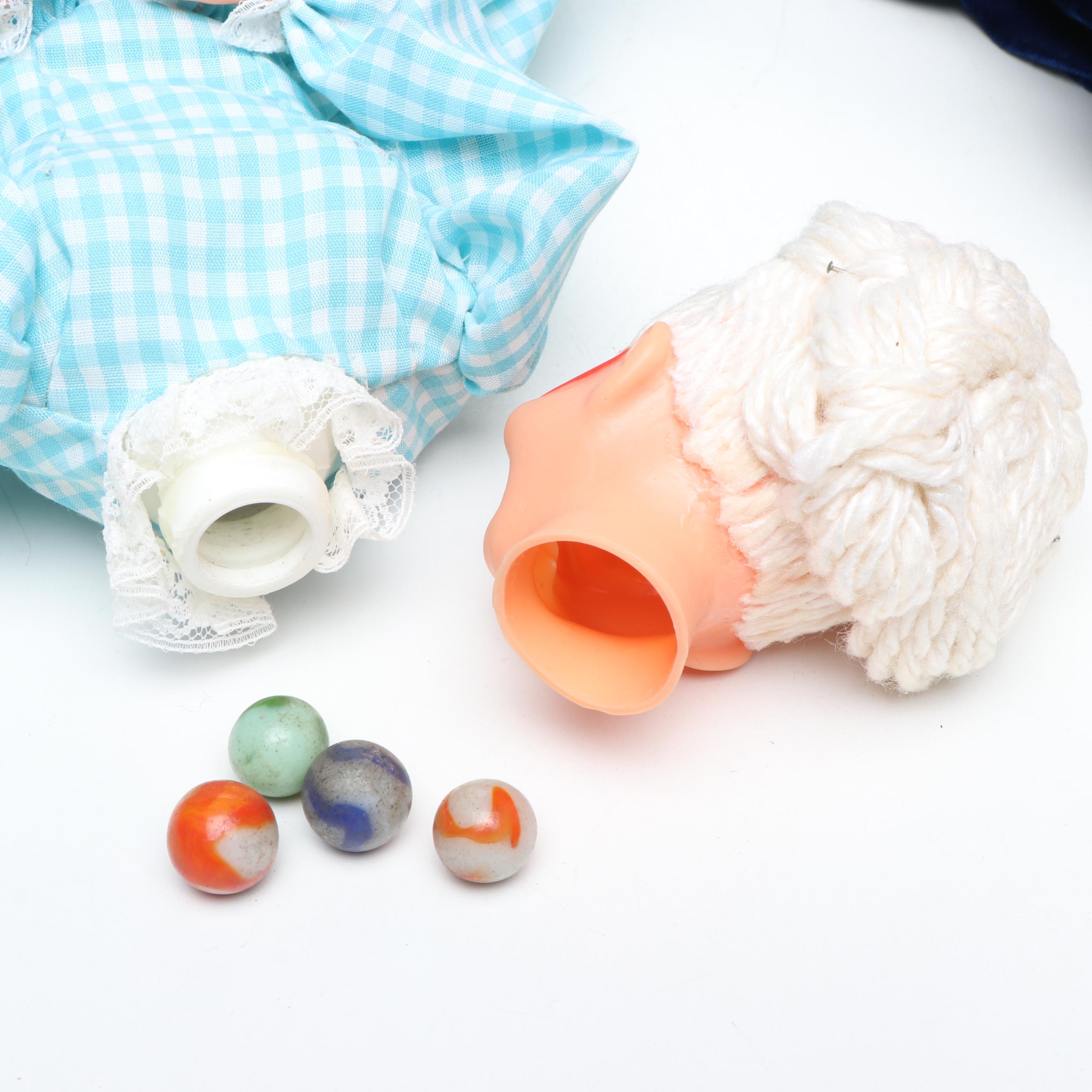 Handmade Dish Soap Bottle Dolls, Mid to Late 20th Century