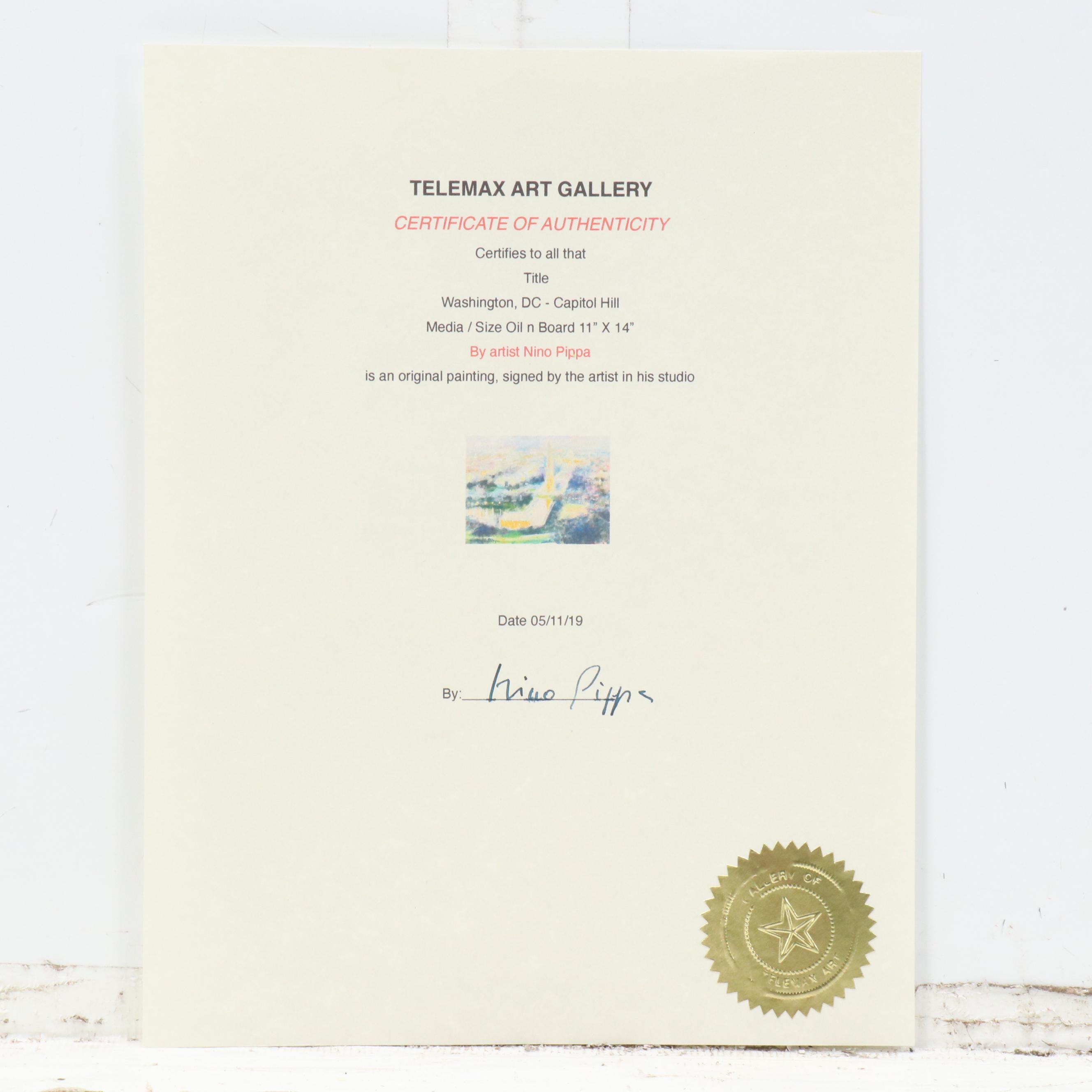 Nino Pippa Cityscape Oil Painting "Washington, DC - Capitol Hill," 2019