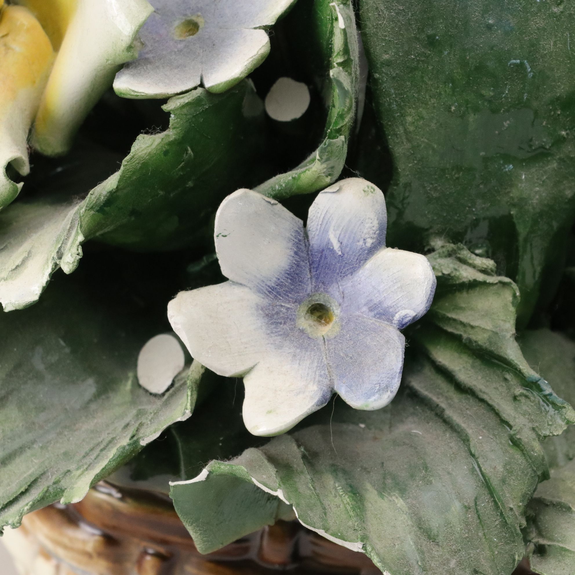 Capodimonte Porcelain Flower Arrangement & Basket