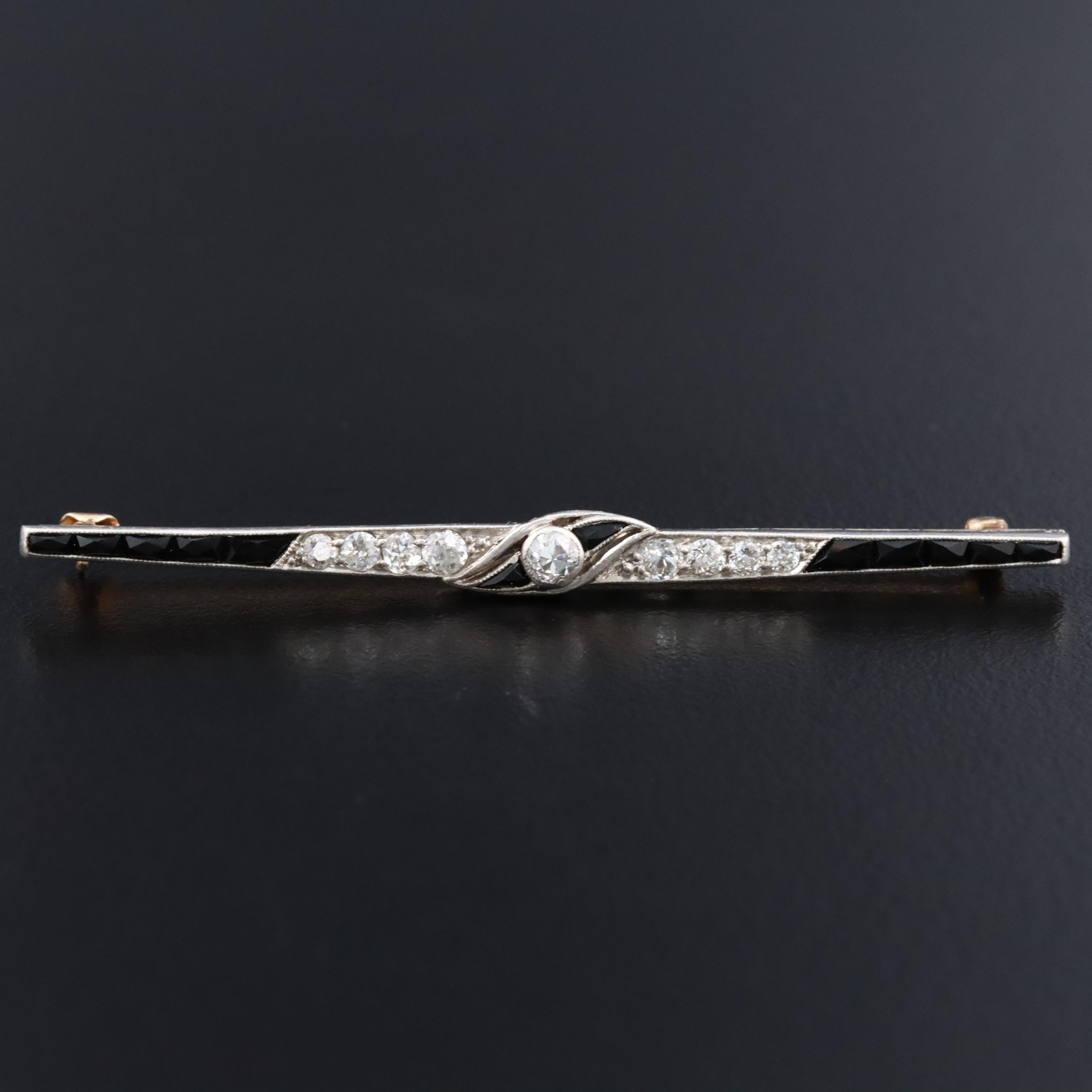 Day Clark & Co. Platinum 0.39 CTW Diamond and Glass Bar Pin