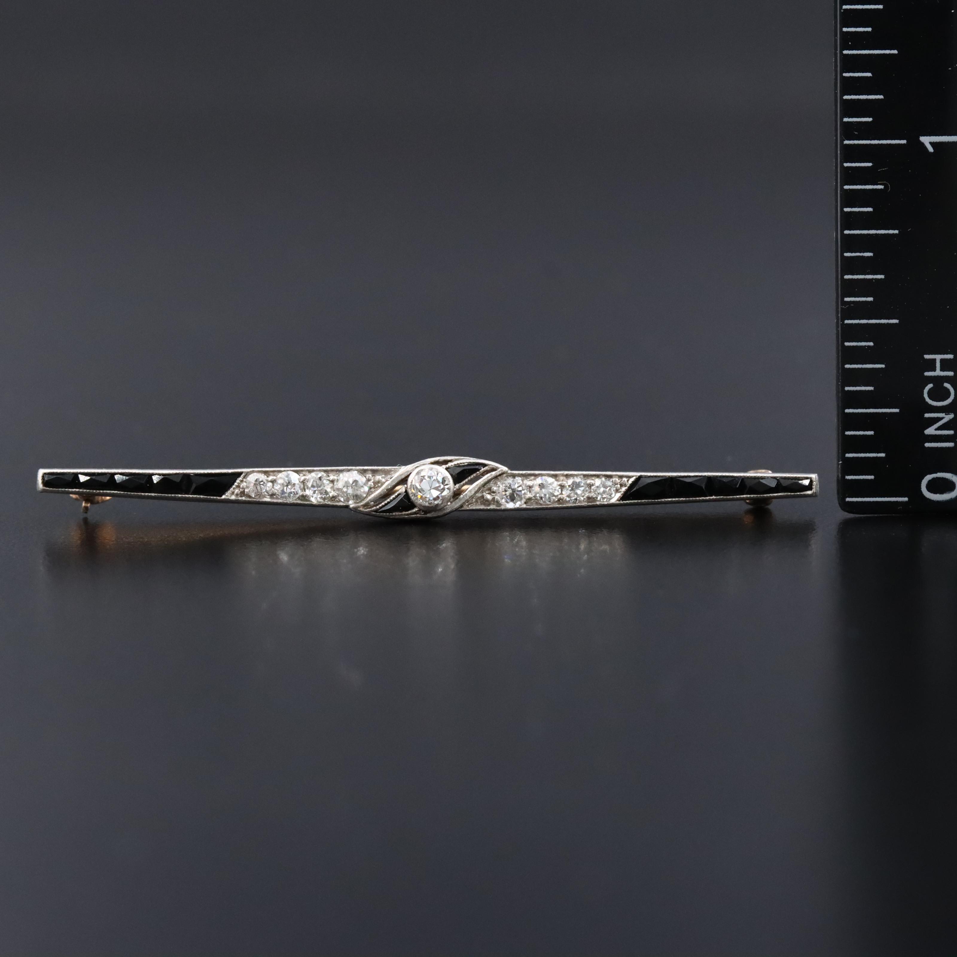 Day Clark & Co. Platinum 0.39 CTW Diamond and Glass Bar Pin