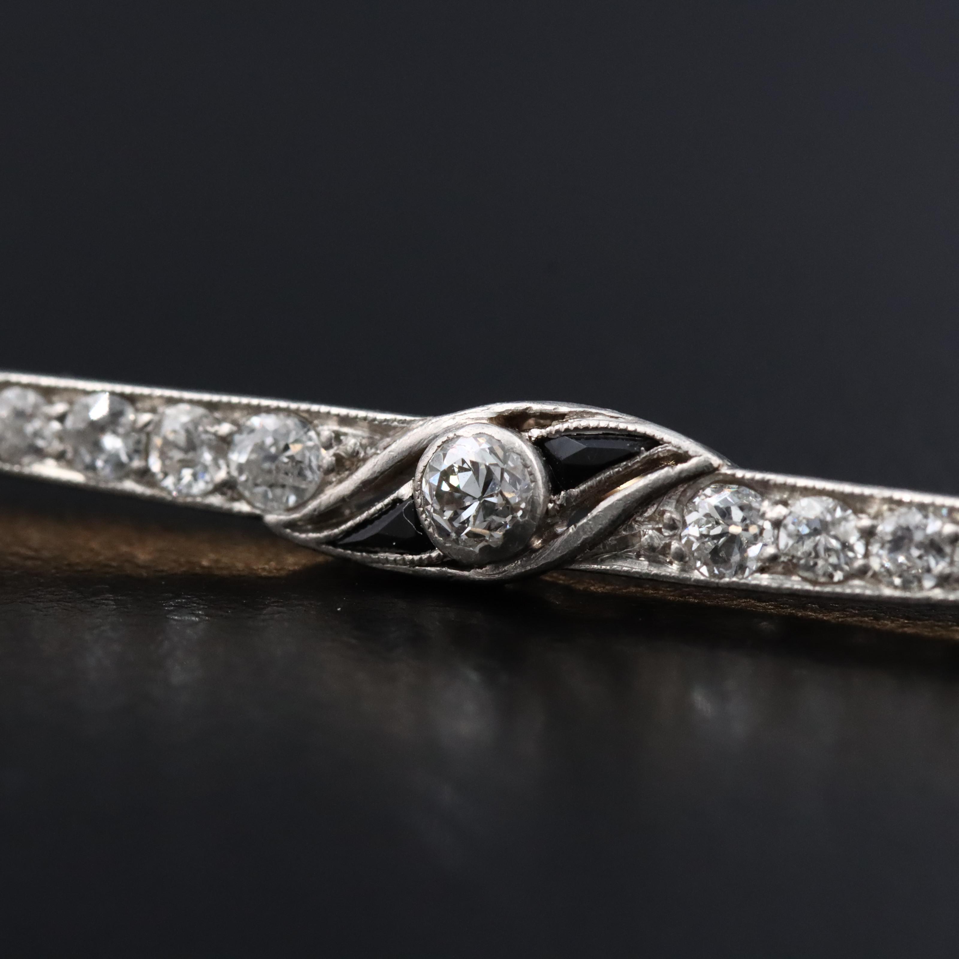 Day Clark & Co. Platinum 0.39 CTW Diamond and Glass Bar Pin