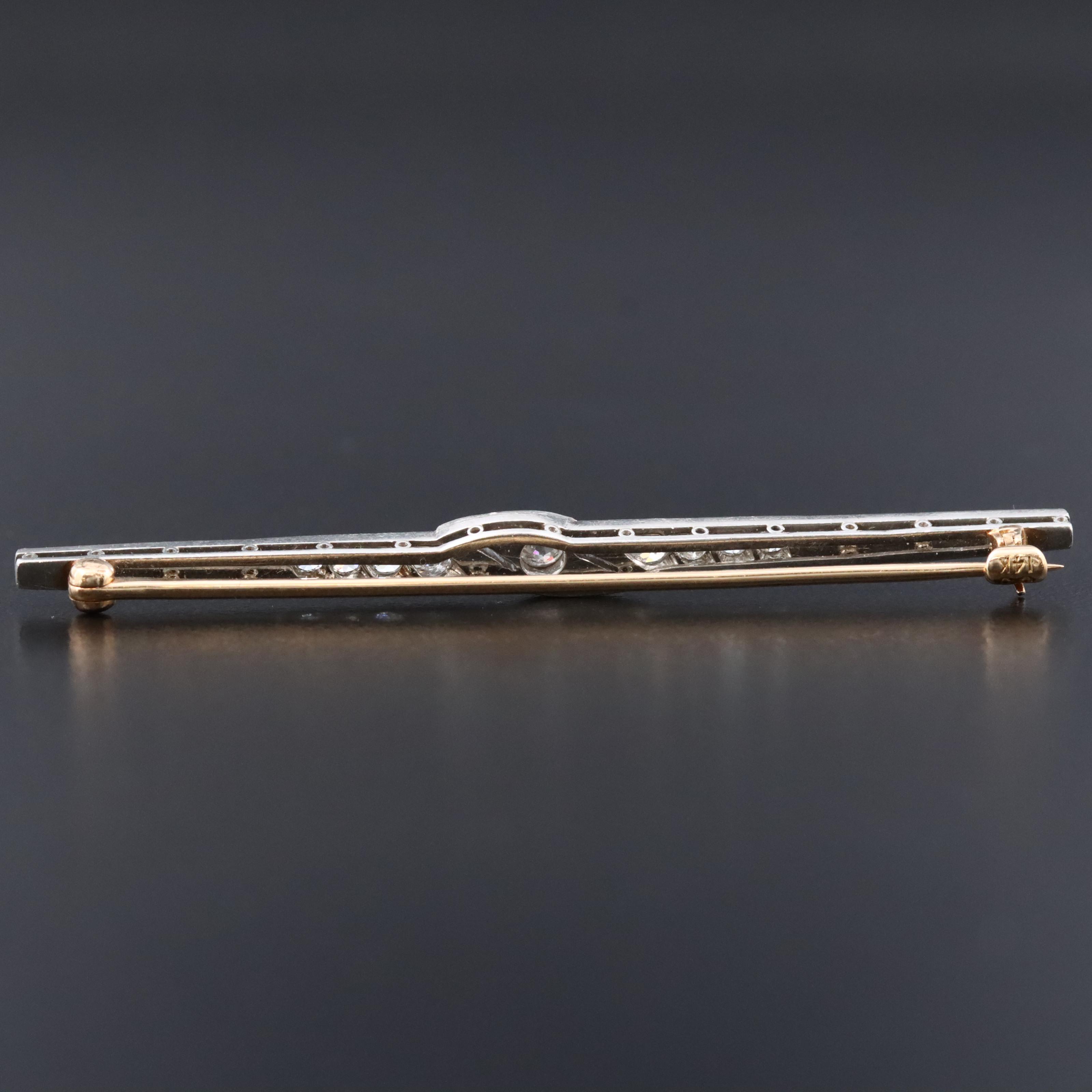 Day Clark & Co. Platinum 0.39 CTW Diamond and Glass Bar Pin