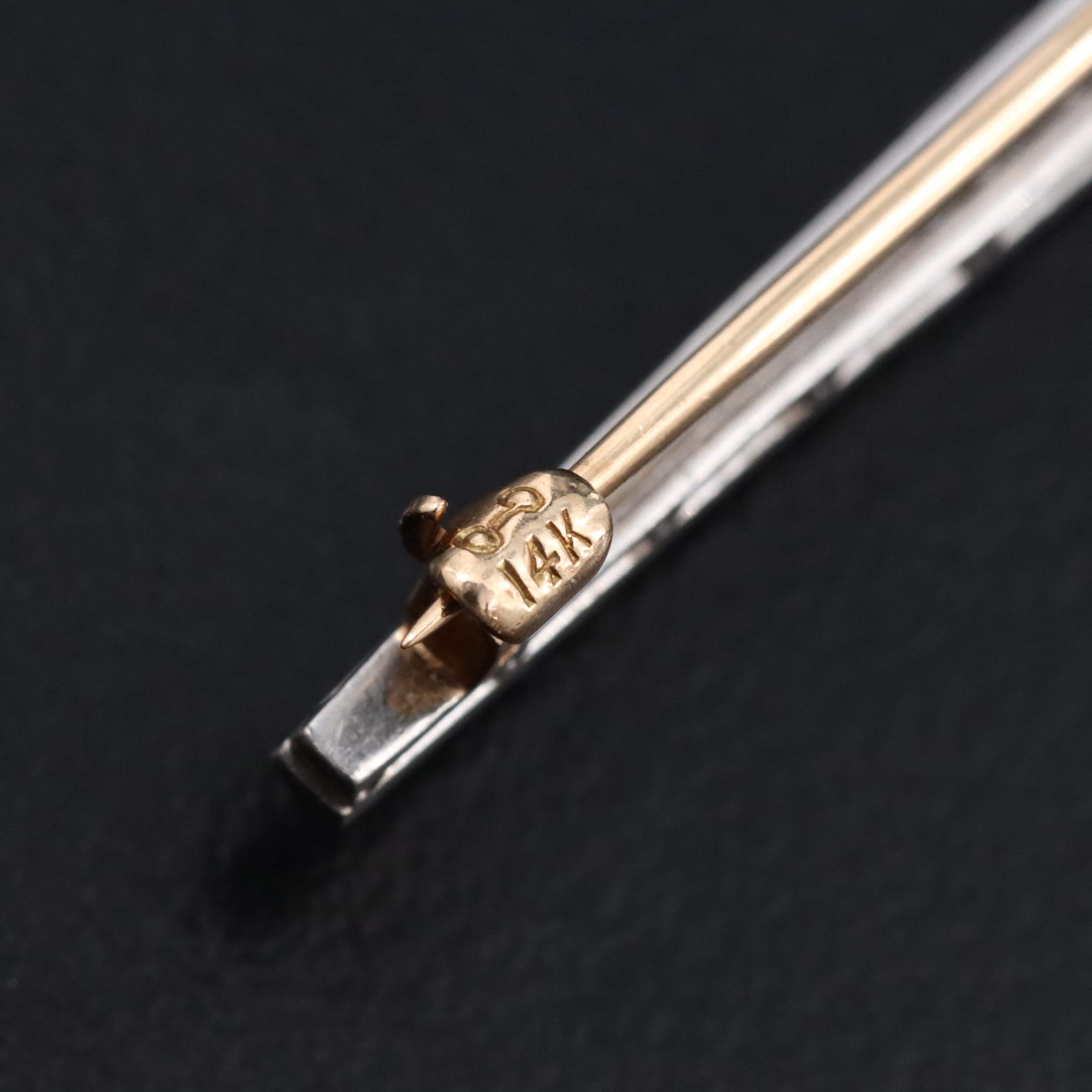 Day Clark & Co. Platinum 0.39 CTW Diamond and Glass Bar Pin