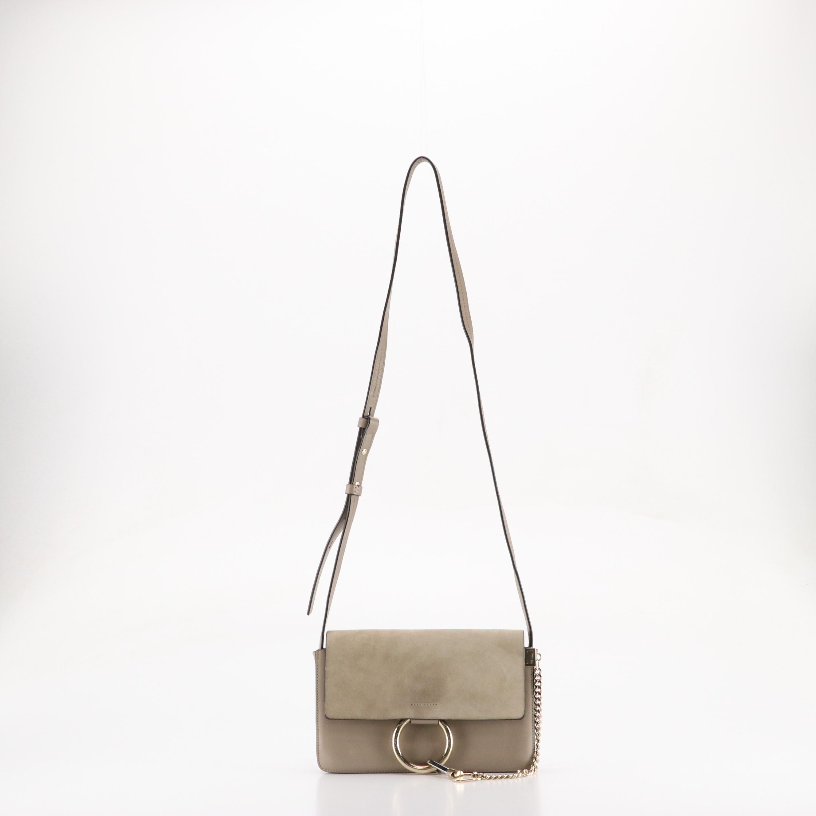 Chloé Faye Crossbody Bag in Grey Taupe Leather and Suede
