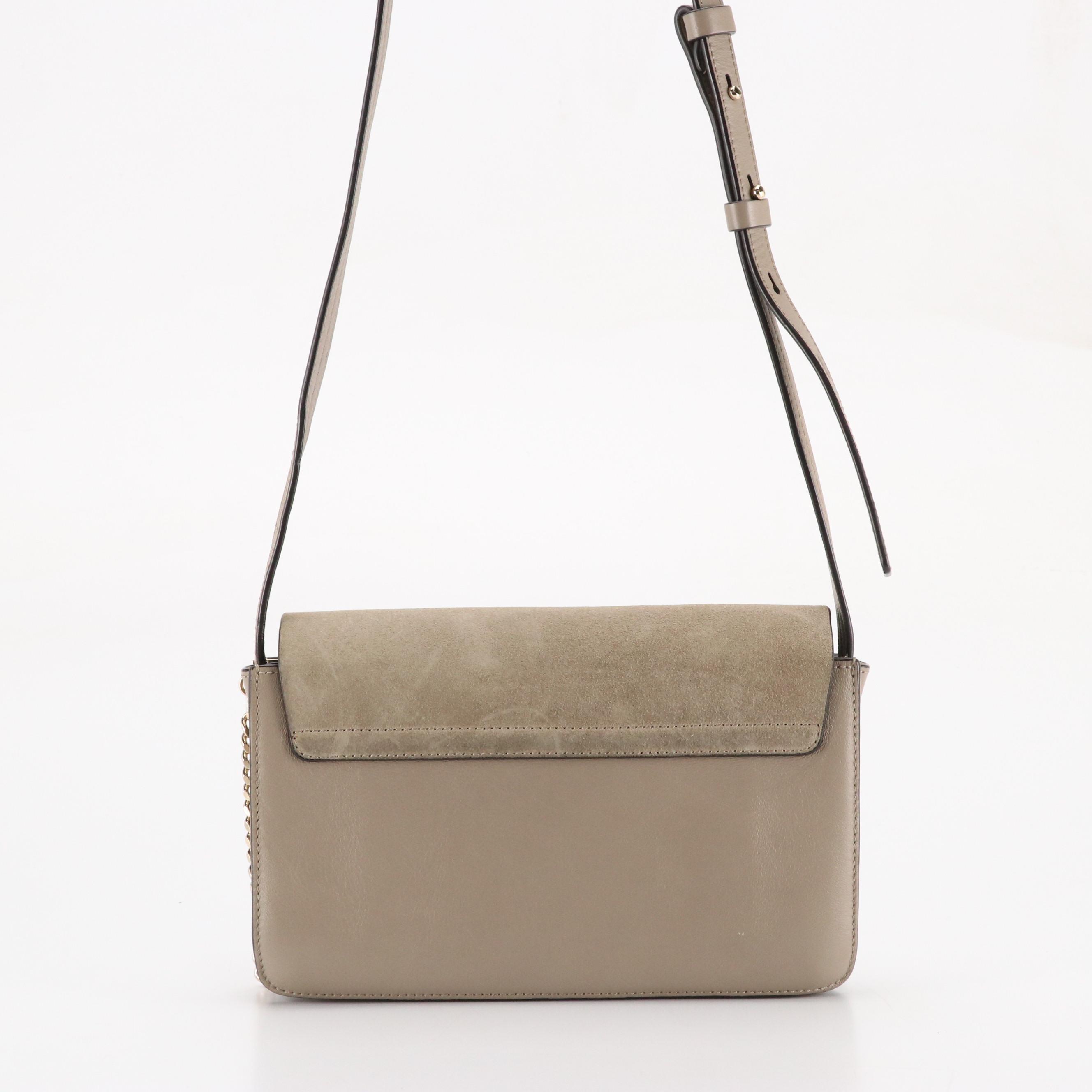 Chloé Faye Crossbody Bag in Grey Taupe Leather and Suede