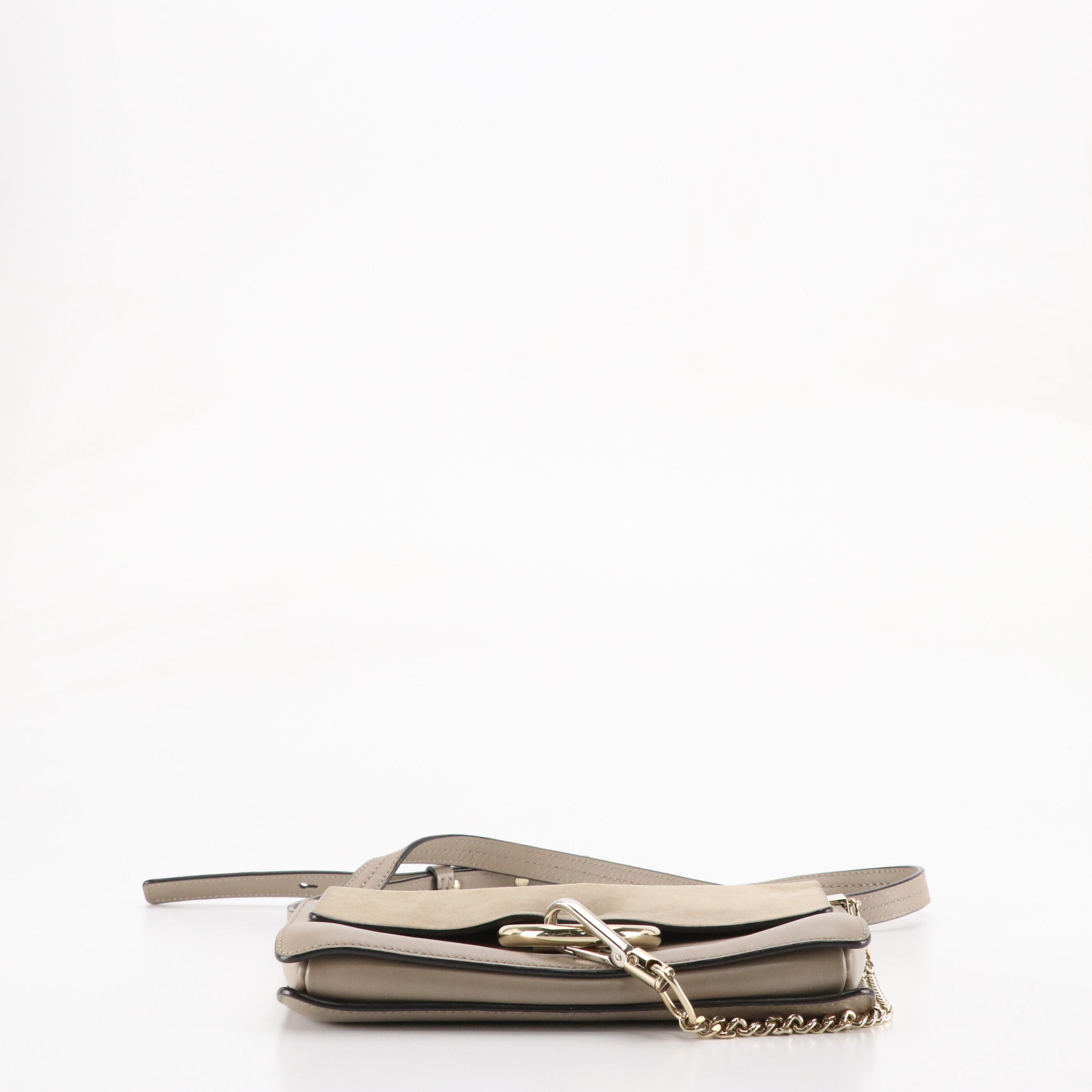 Chloé Faye Crossbody Bag in Grey Taupe Leather and Suede