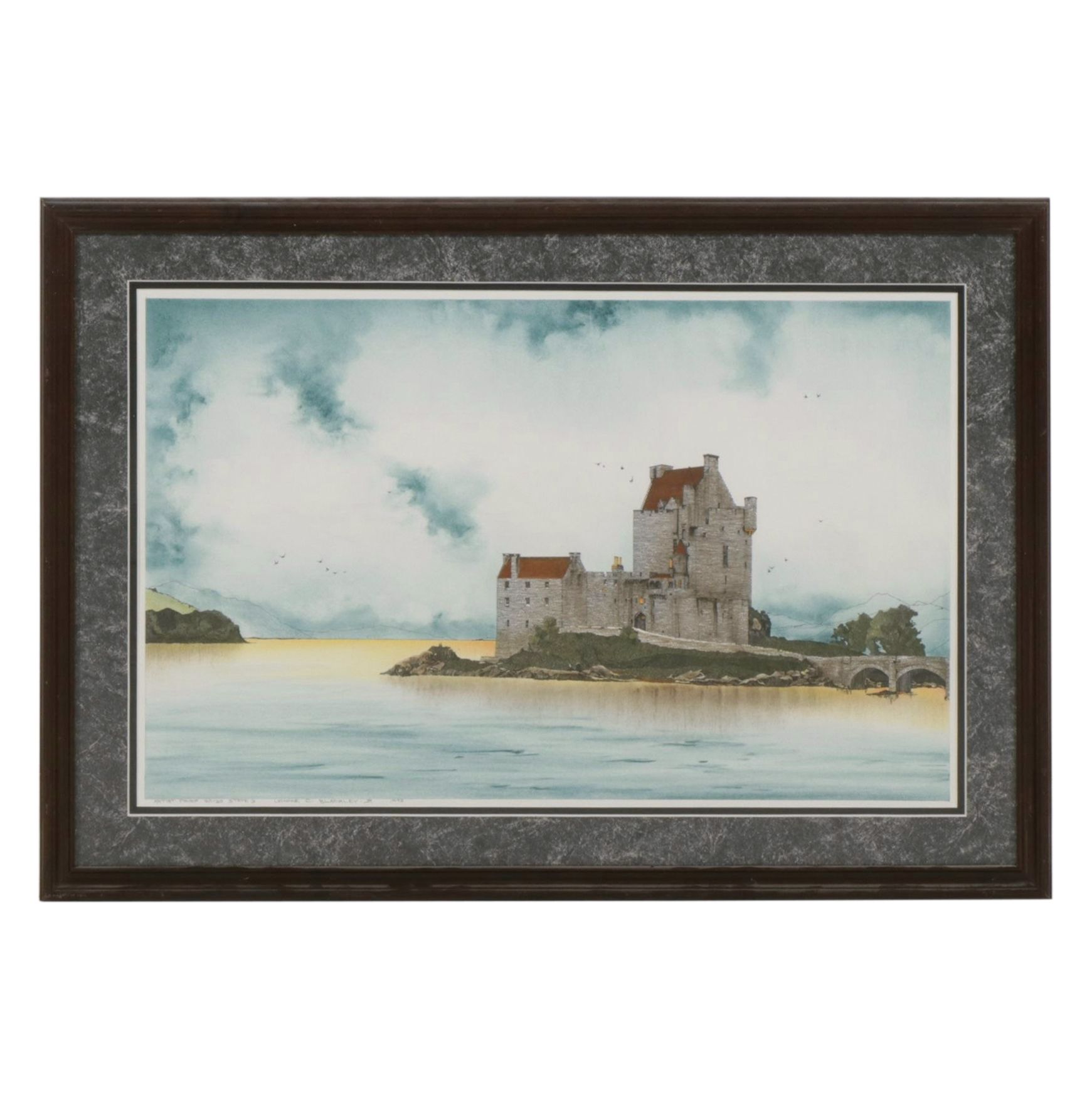 Lonnie C. Blackley Jr. Hand-Painted Lithograph of Irish Castle Landscape, 1992
