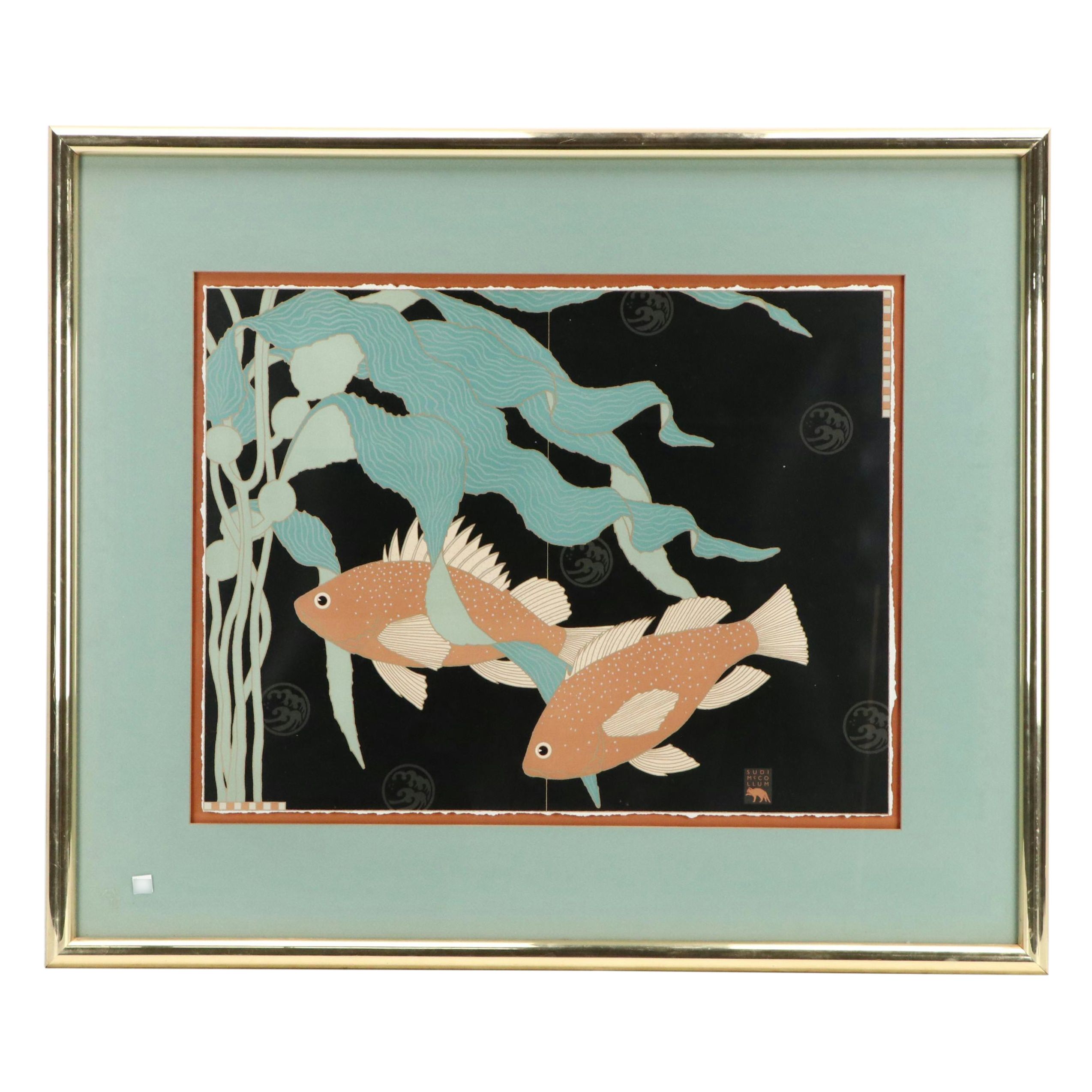 Sudi McCollum Lithograph "Fish Among Seaweed"