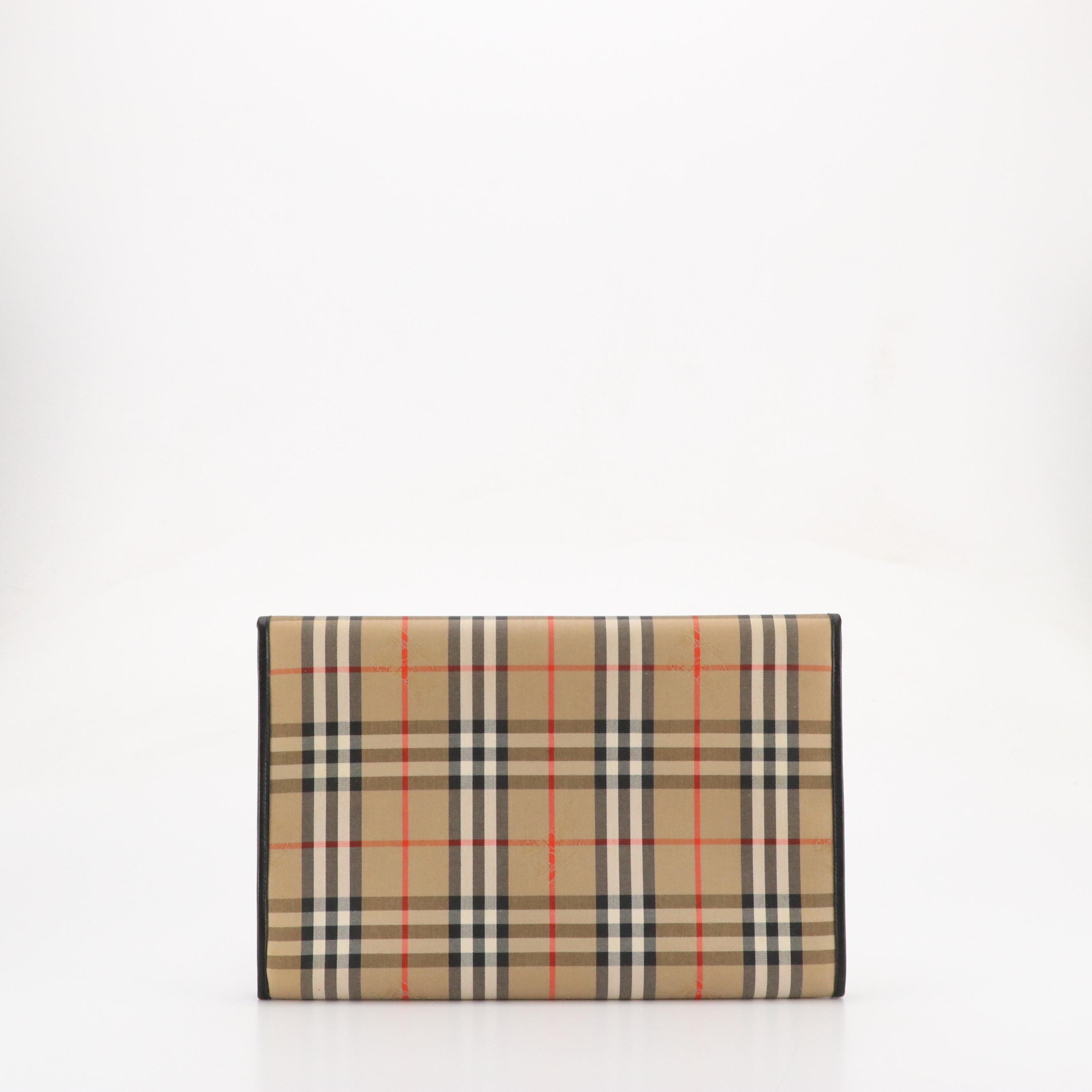 Burberrys Large Document Holder Clutch in Haymarket Check Canvas and Leather