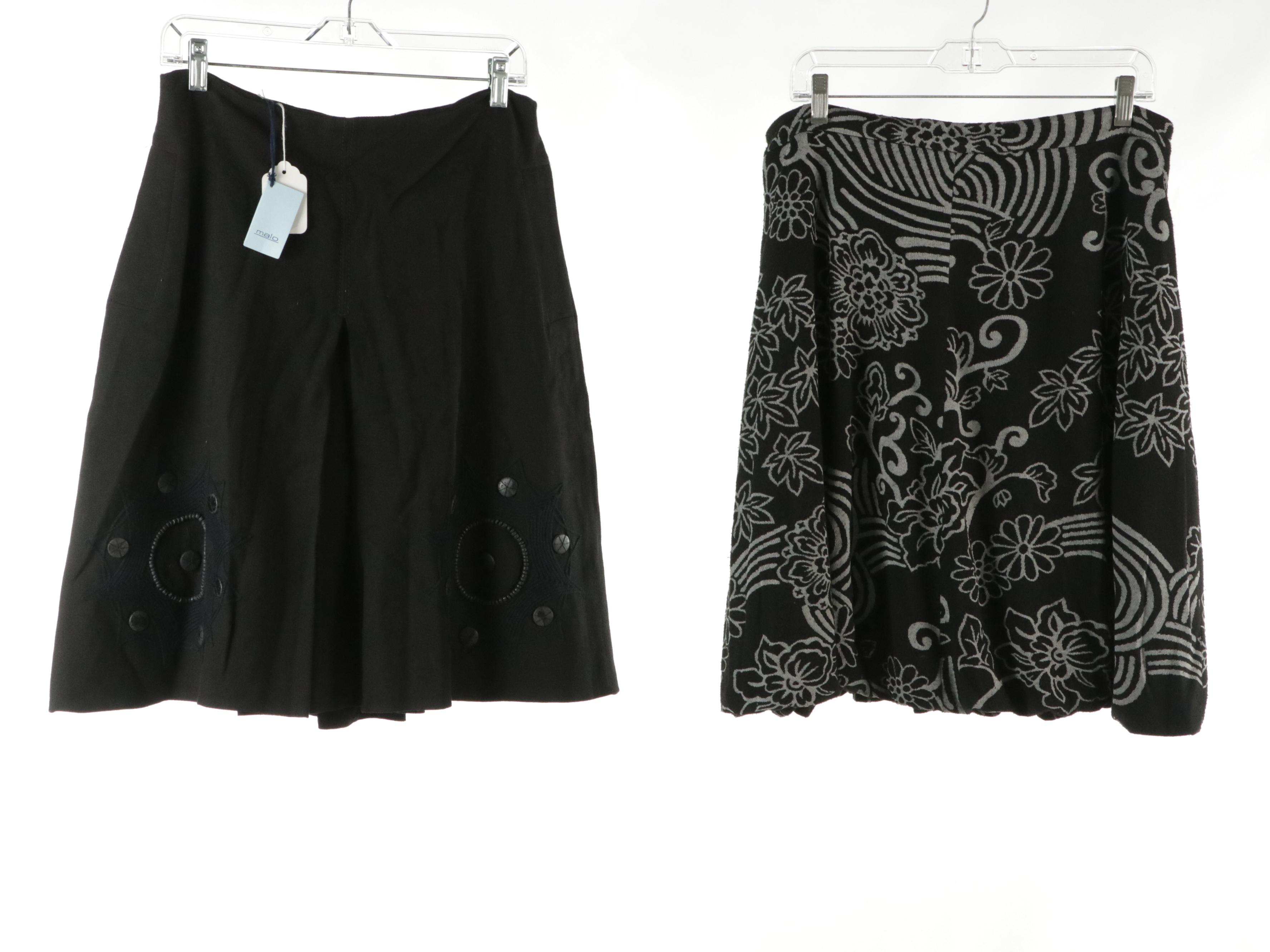 Malo Black Linen, Lafayette 148 and Juliana Collezione Floral Flared Skirts