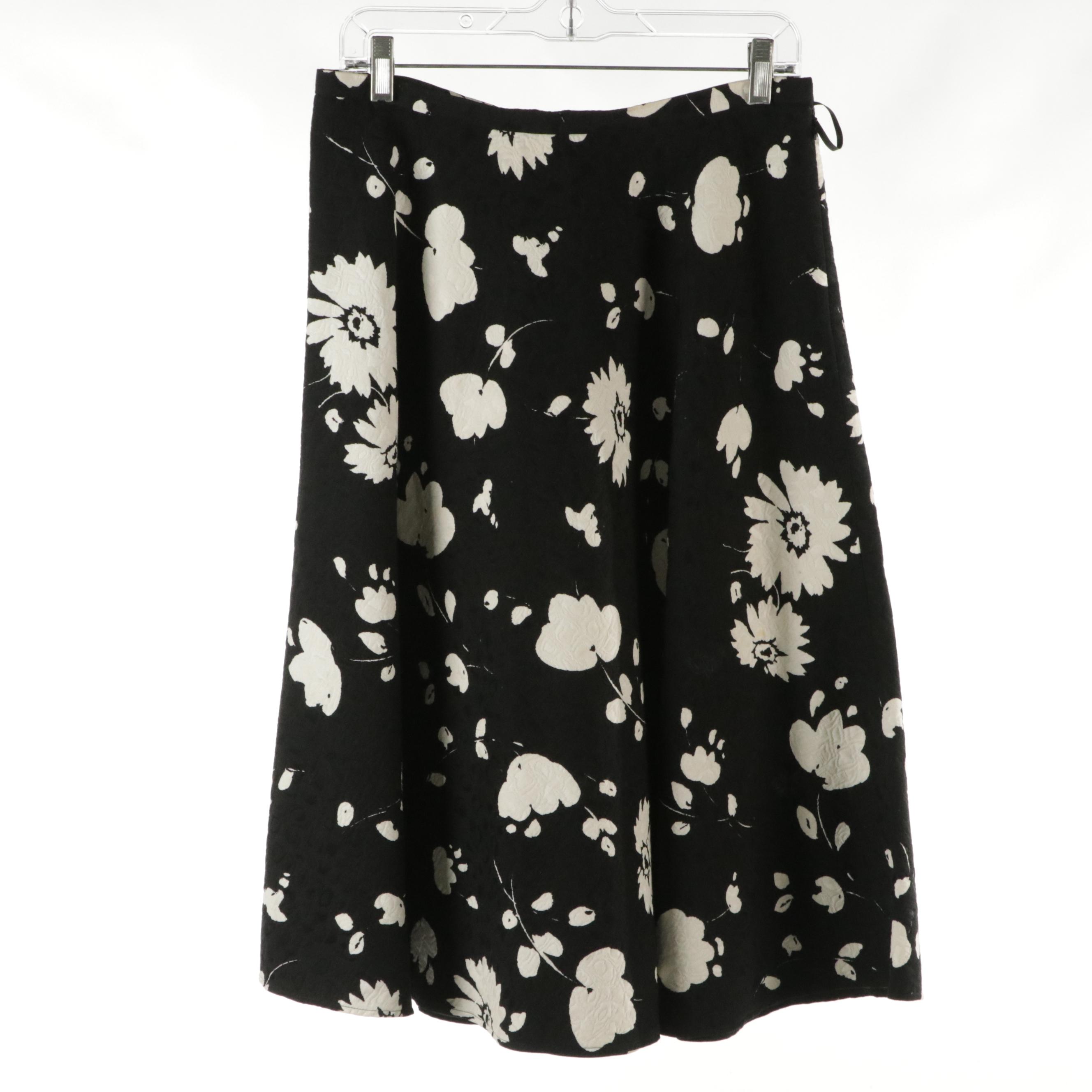 Malo Black Linen, Lafayette 148 and Juliana Collezione Floral Flared Skirts