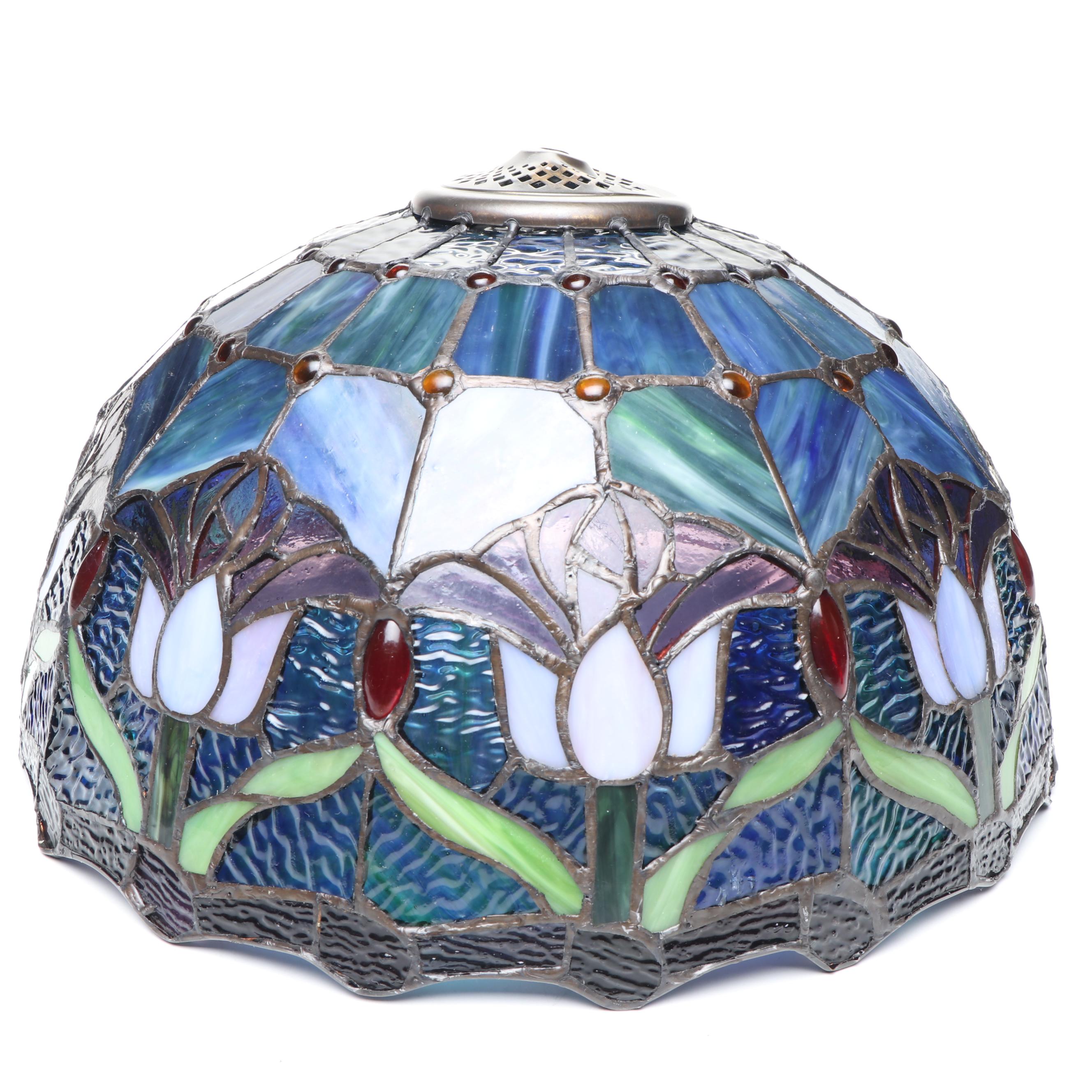 Art Nouveau Style Slagg Glass Tulips Lampshade