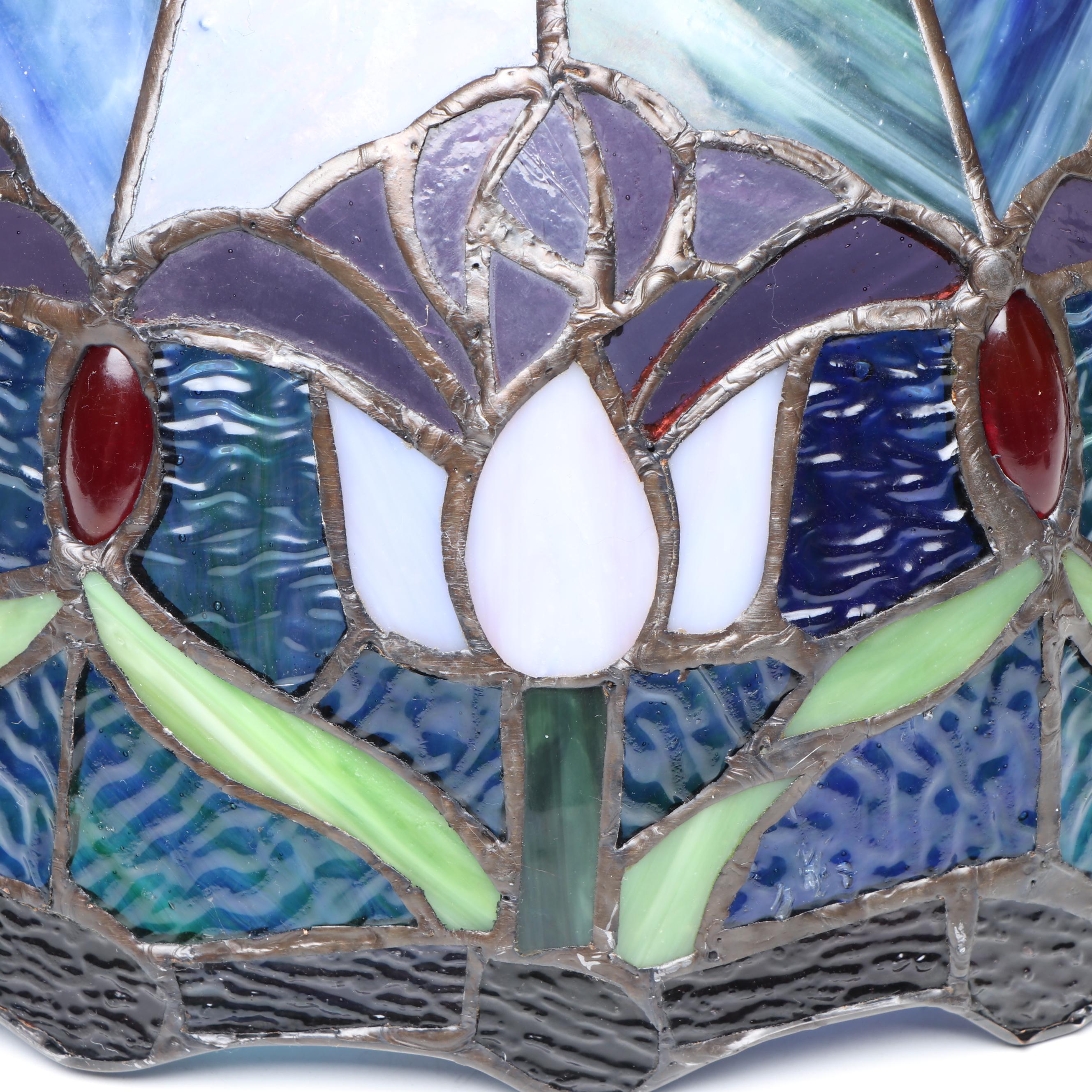 Art Nouveau Style Slagg Glass Tulips Lampshade