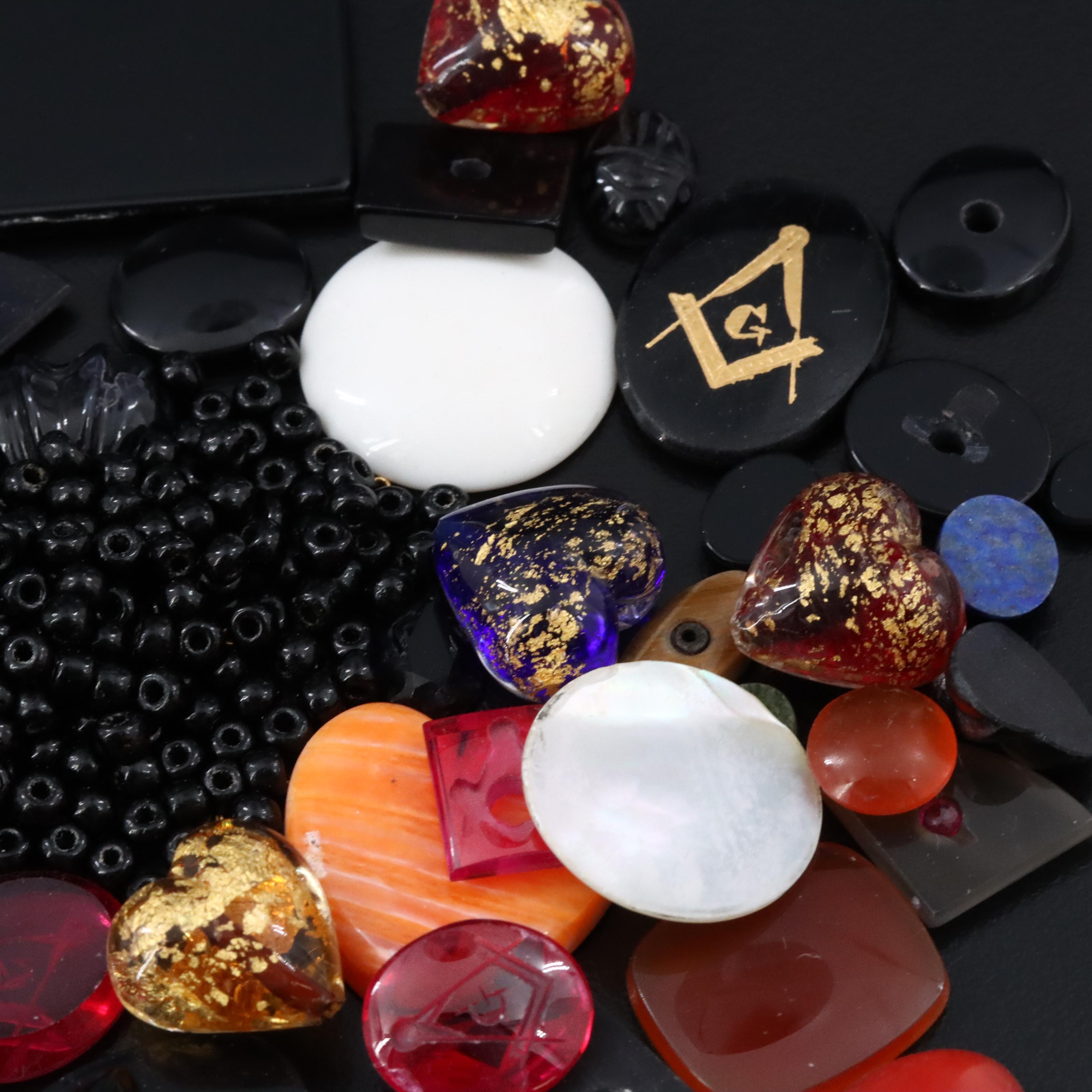 Loose Gemstone Lot Including Coral, Mother-of-Pearl and Carnelian