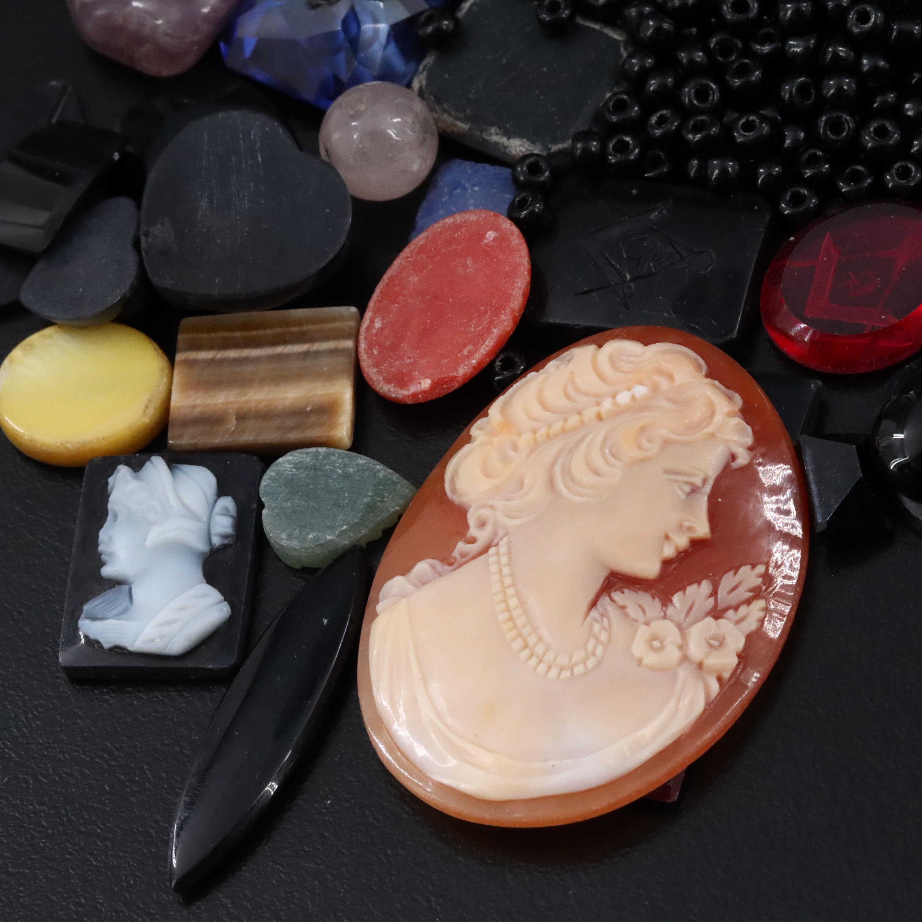 Loose Gemstone Lot Including Coral, Mother-of-Pearl and Carnelian