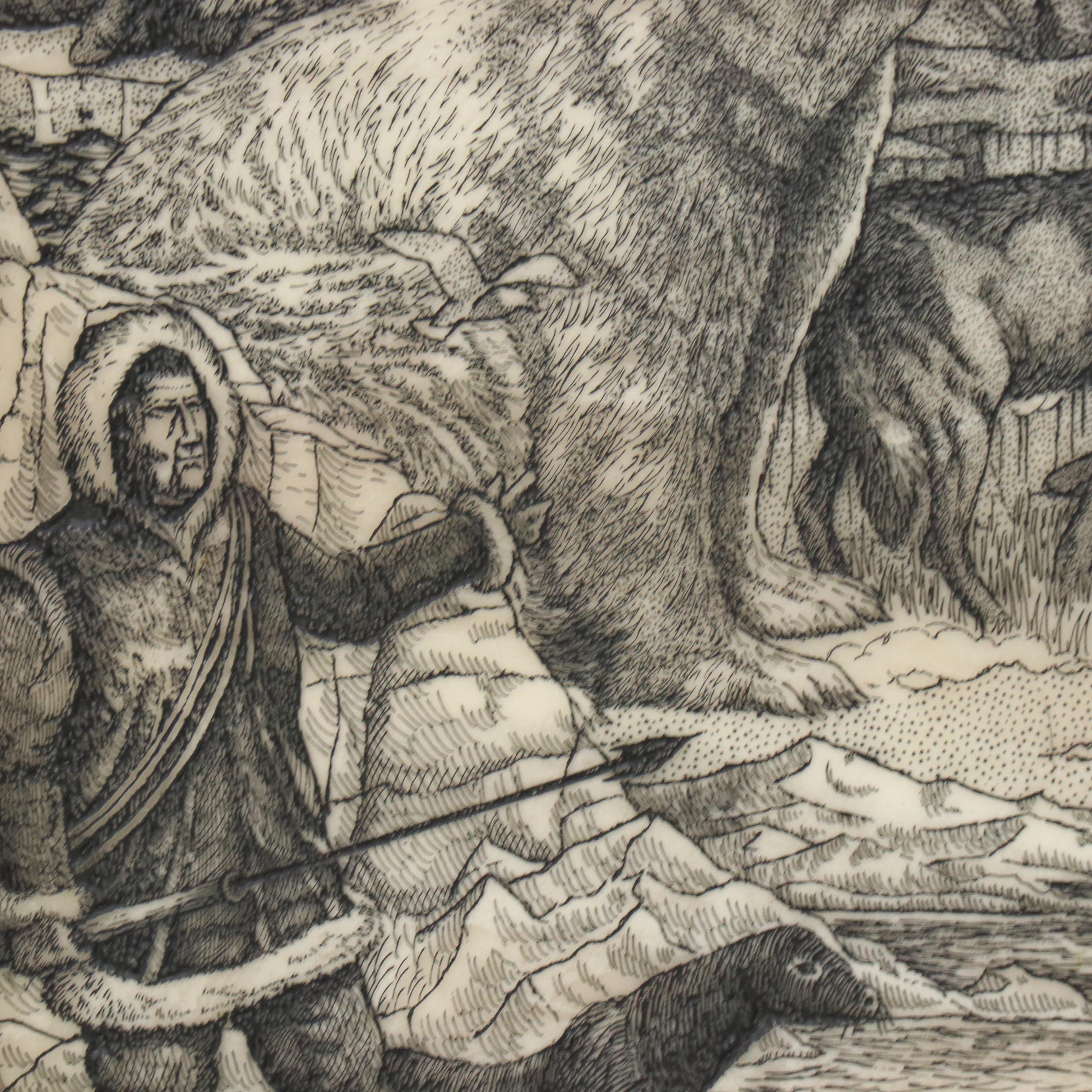 John Wills Etched Marble Panel "Alaska - The Great Land," 1981