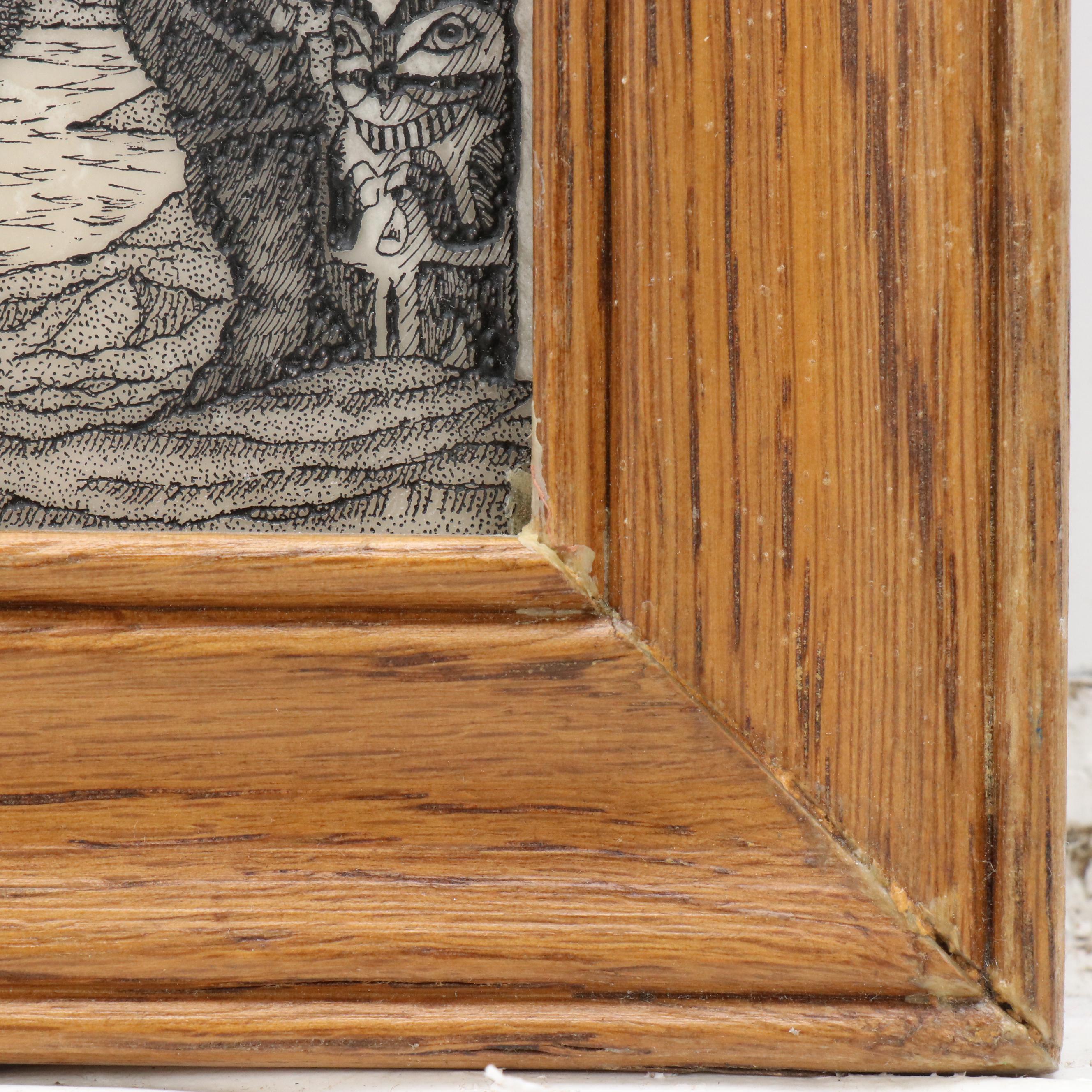 John Wills Etched Marble Panel "Alaska - The Great Land," 1981