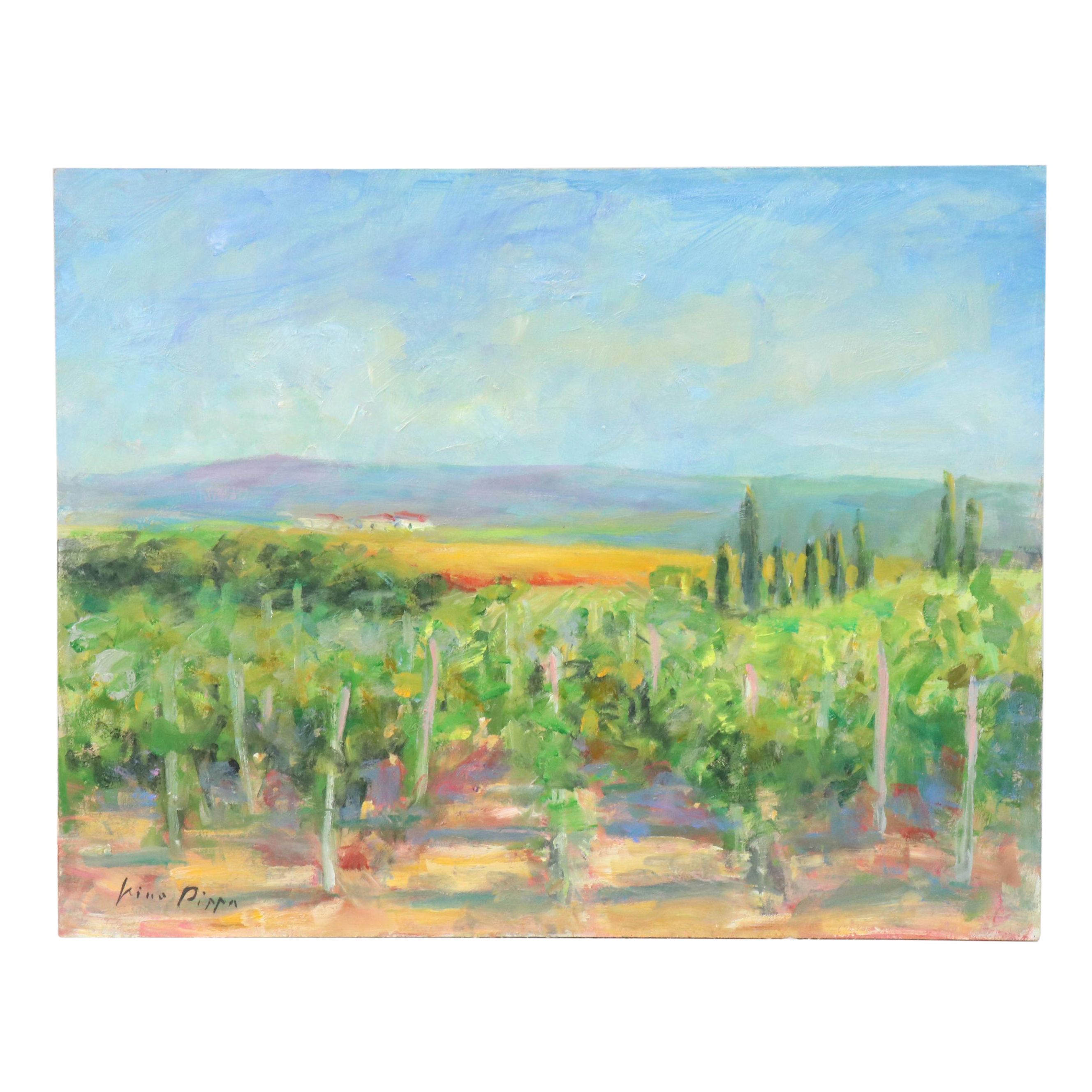 Nino Pippa Landscape Oil Painting "Tuscany - Wine Country," 2018