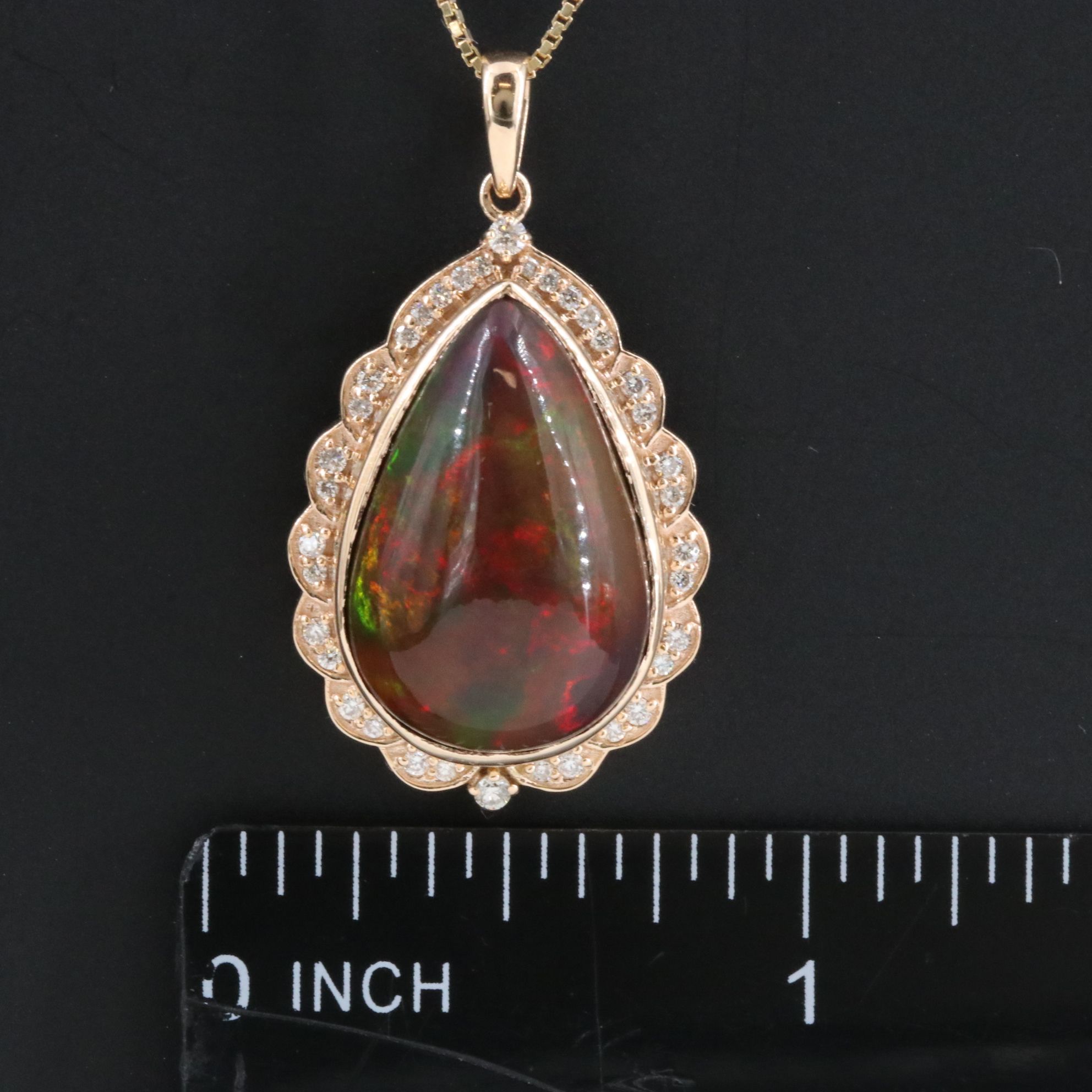 14K Opal and Diamond Pendant Necklace