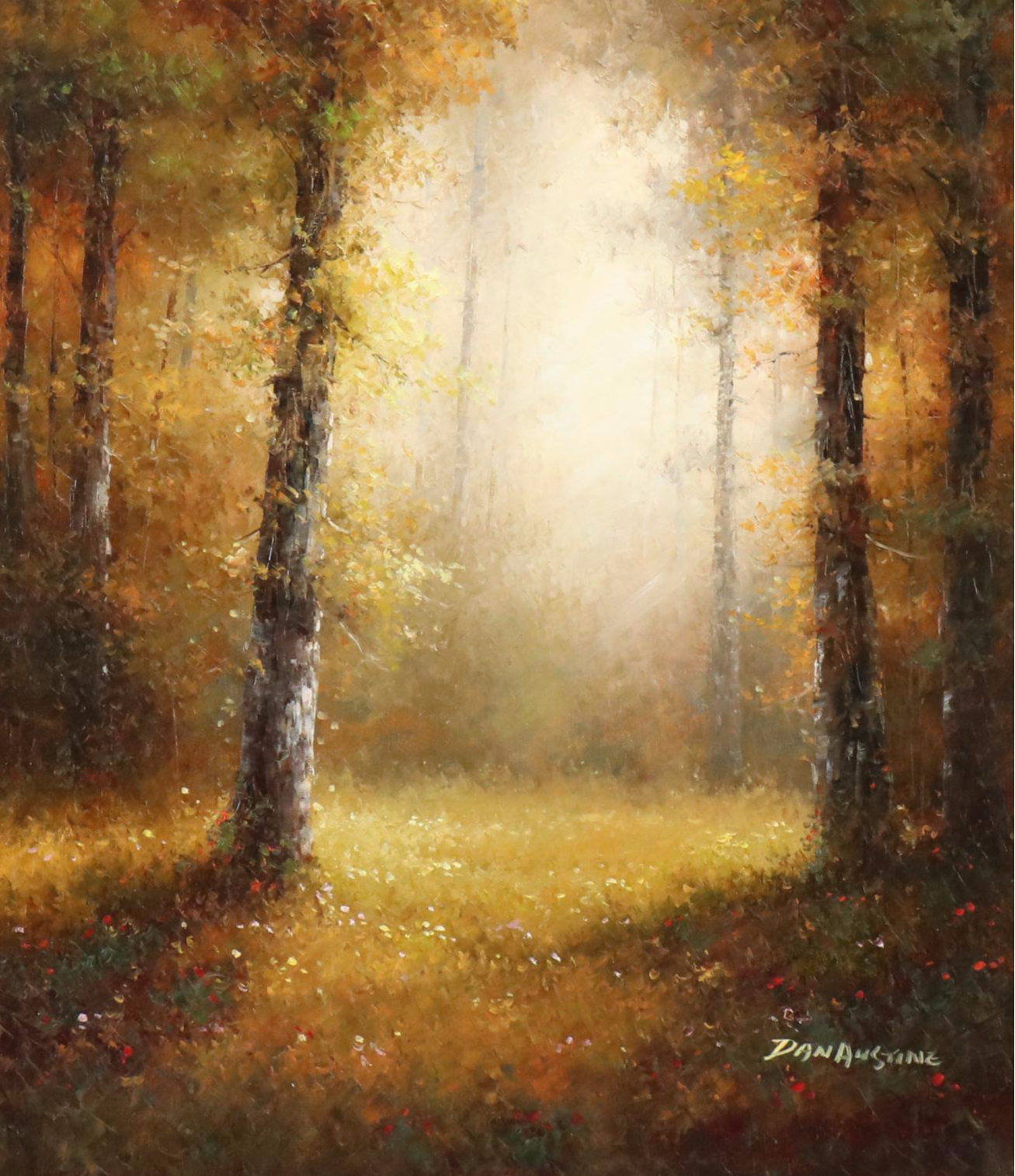 Autumnal Wooded Landscape Oil Painting, 21st Century