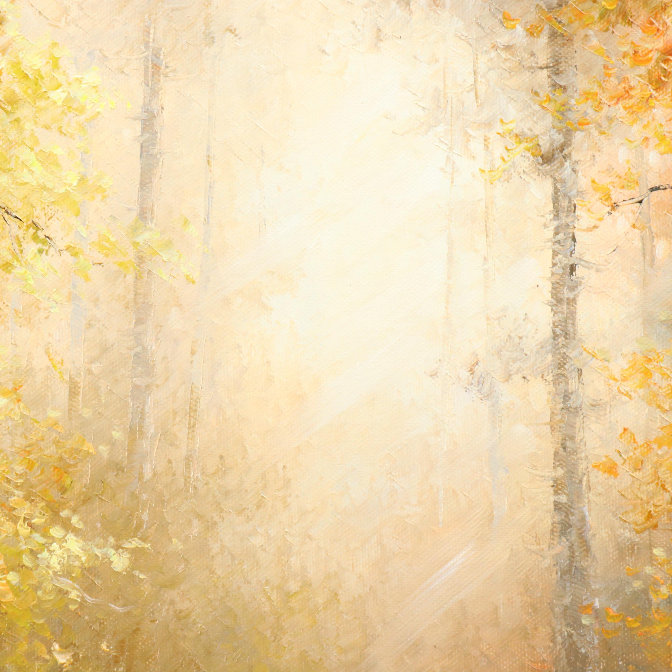 Autumnal Wooded Landscape Oil Painting, 21st Century