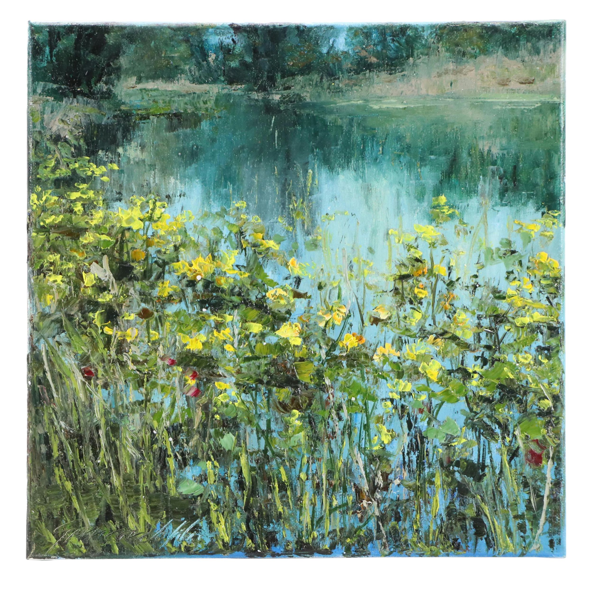 Garncarek Aleksander Pond Landscape Oil Painting, 2025