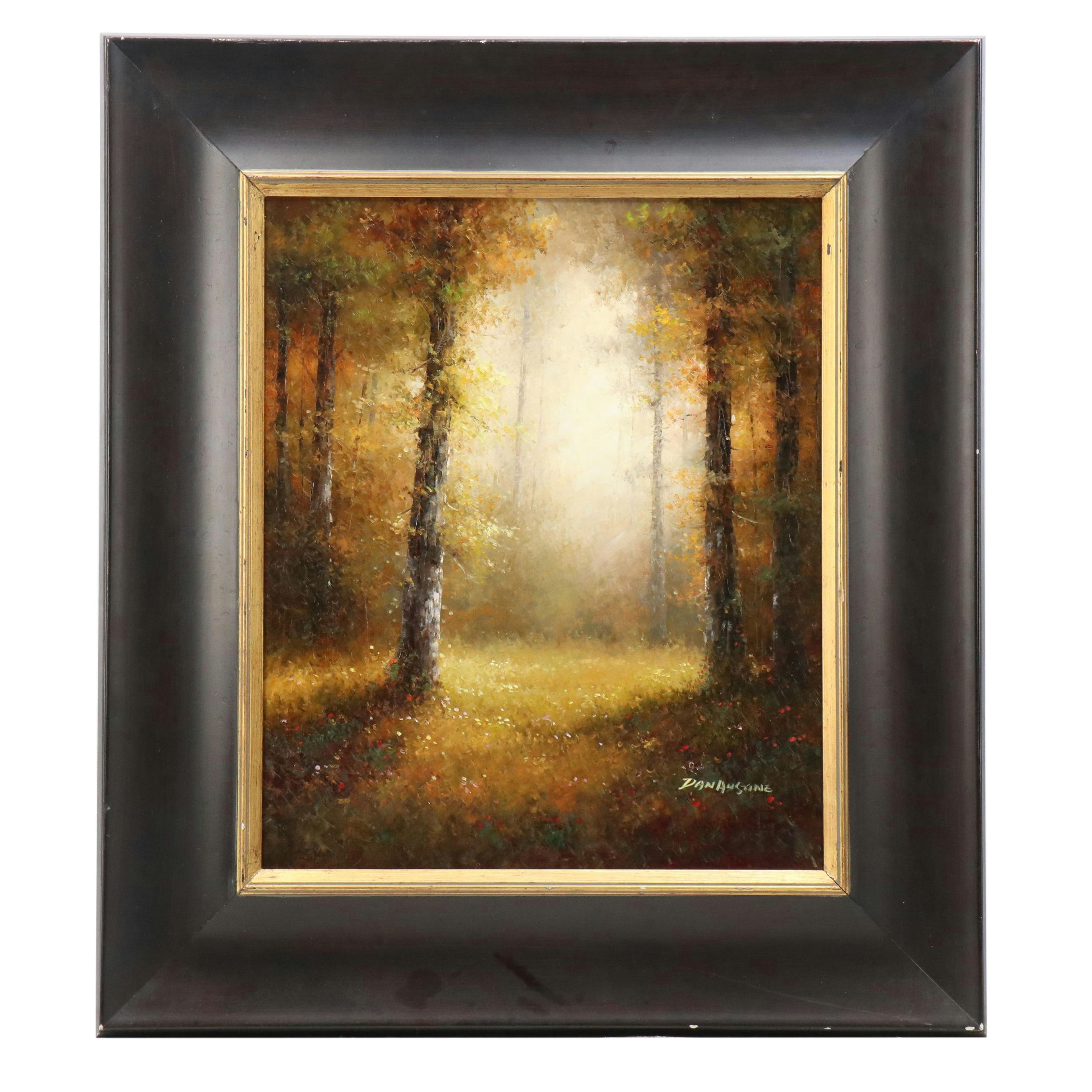 Autumnal Wooded Landscape Oil Painting, 21st Century