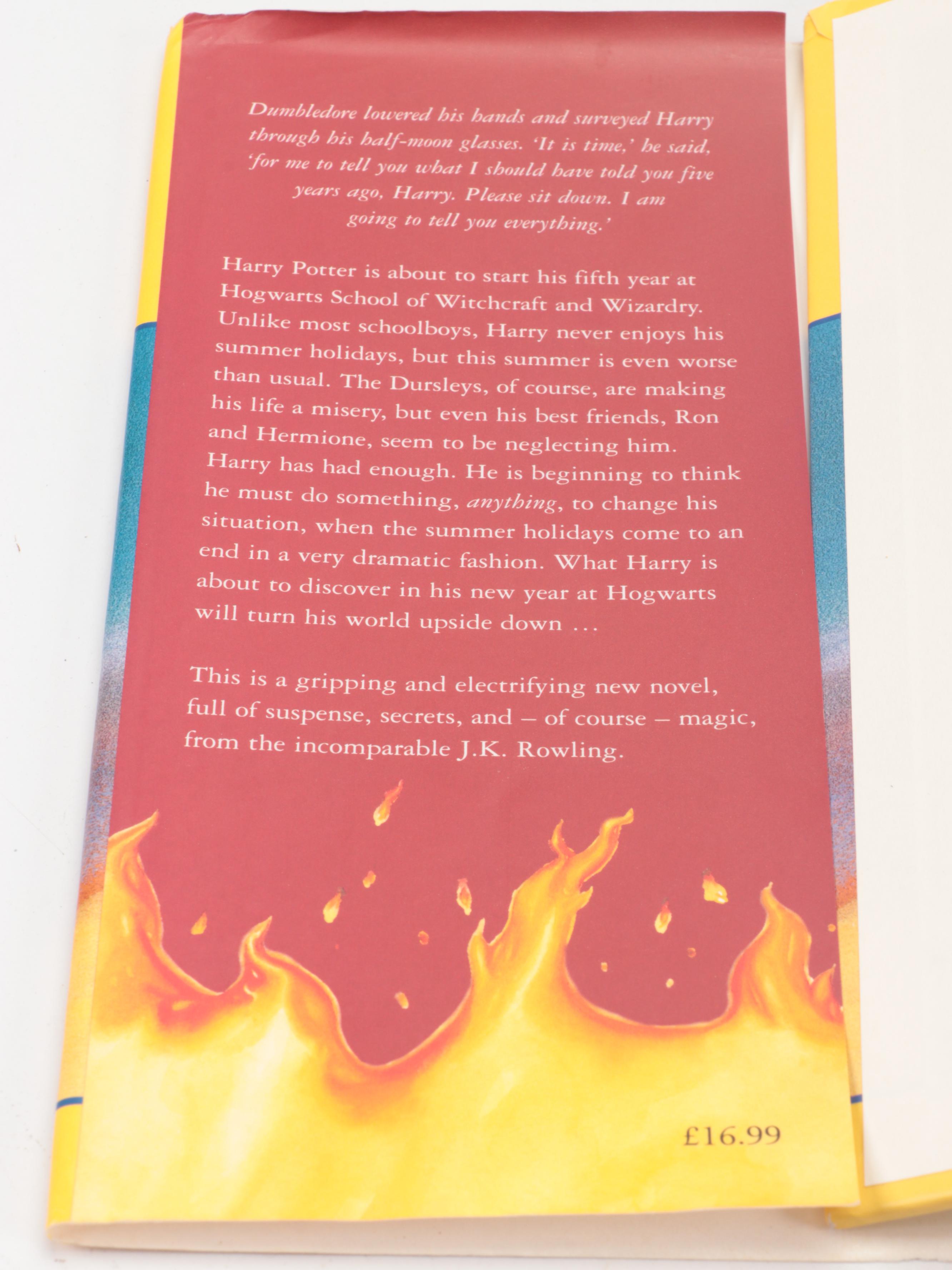 First UK Edition "Harry Potter and the Order of the Phoenix" by J. K. Rowling