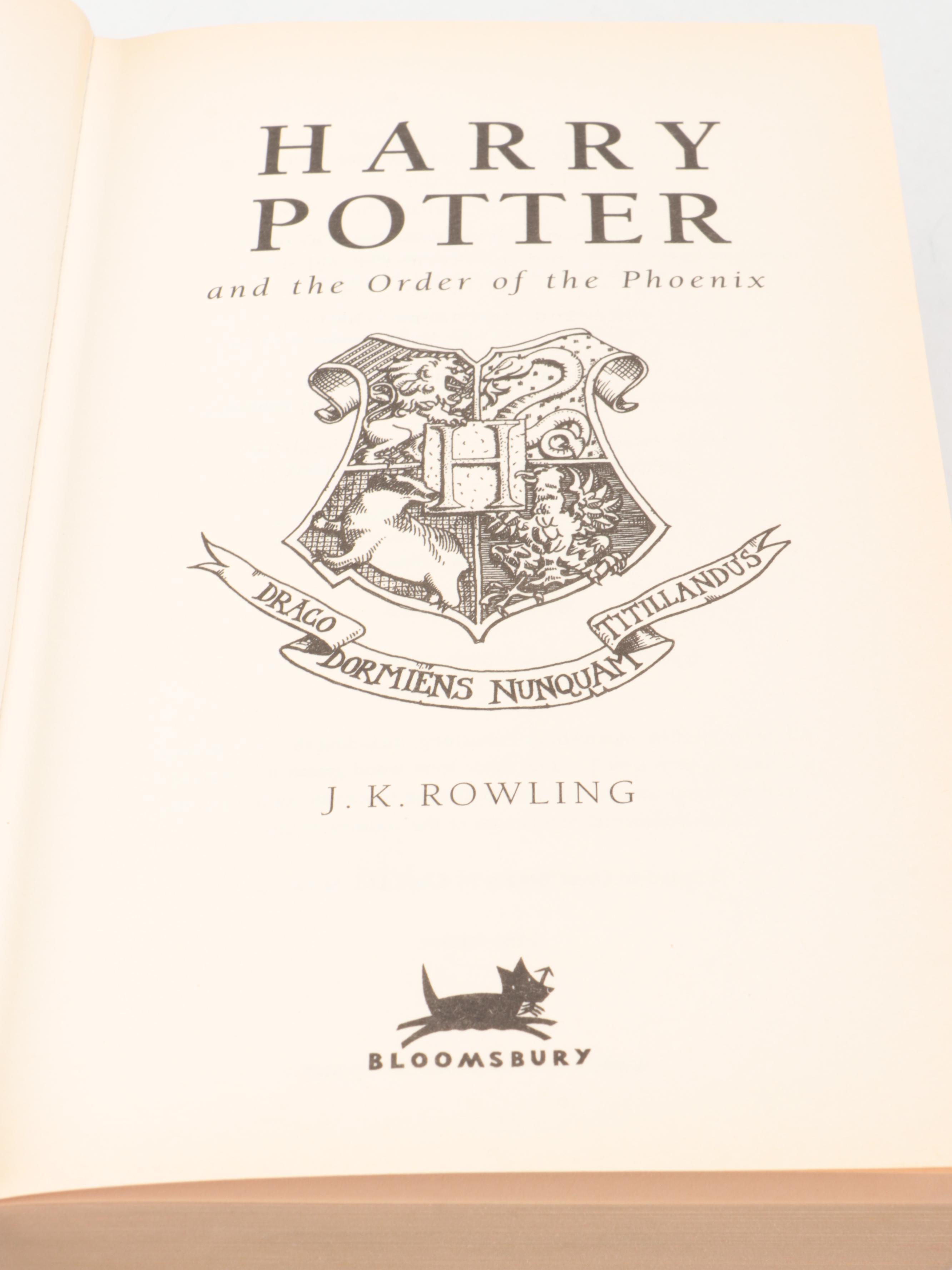 First UK Edition "Harry Potter and the Order of the Phoenix" by J. K. Rowling