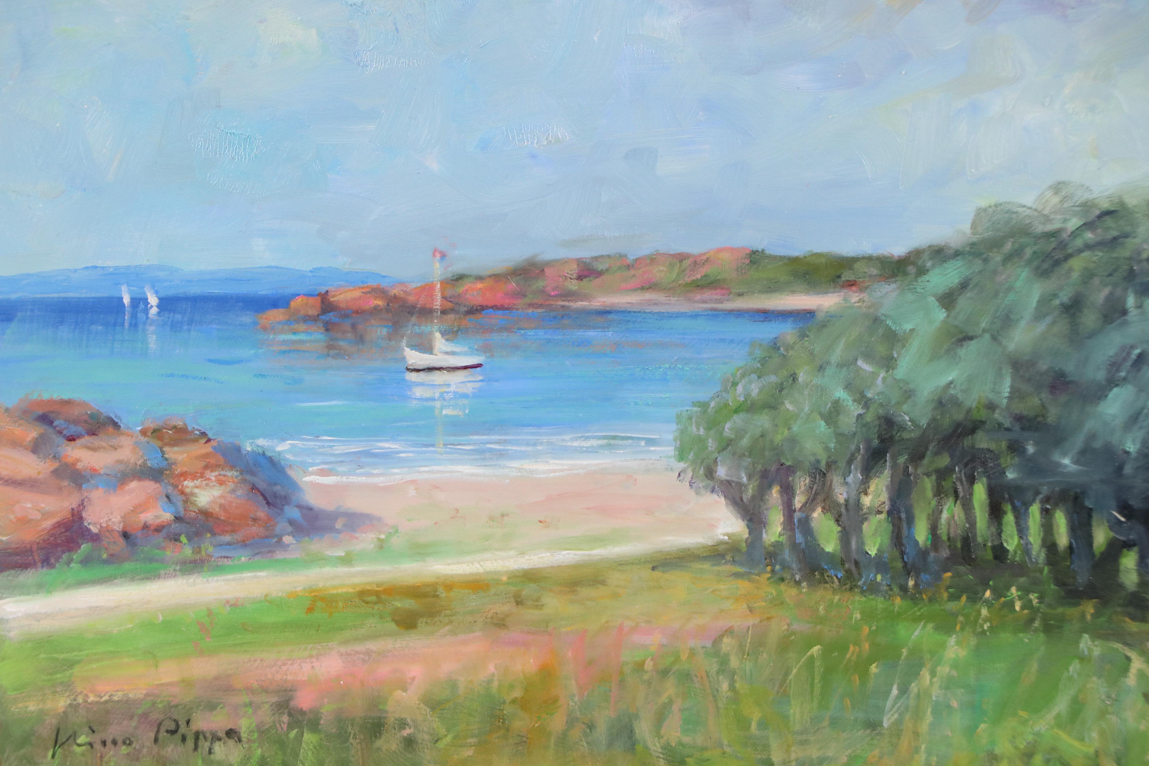 Nino Pippa Oil Painting "Sardinia - Olive Grove by the Beach," 2019