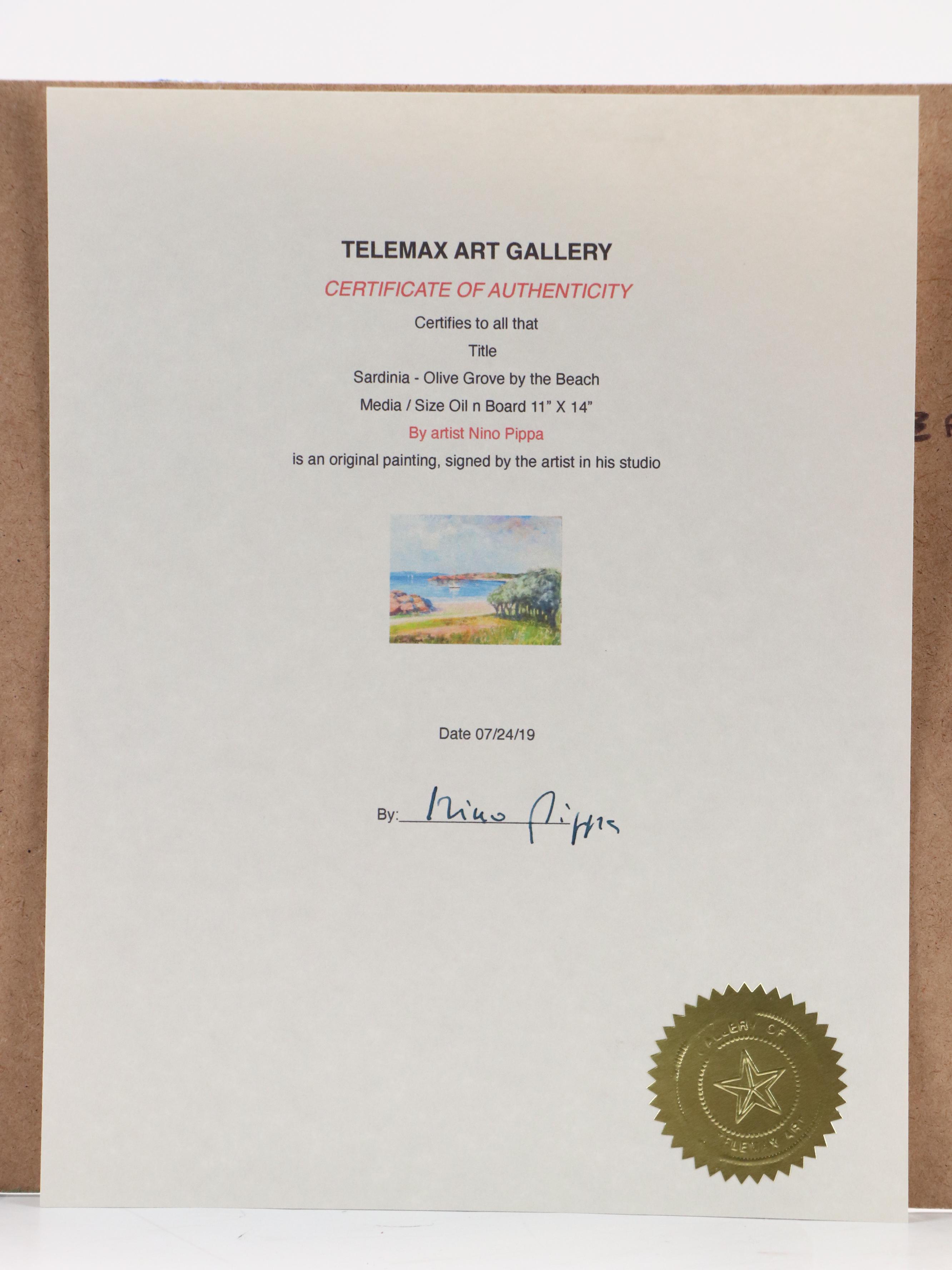 Nino Pippa Oil Painting "Sardinia - Olive Grove by the Beach," 2019