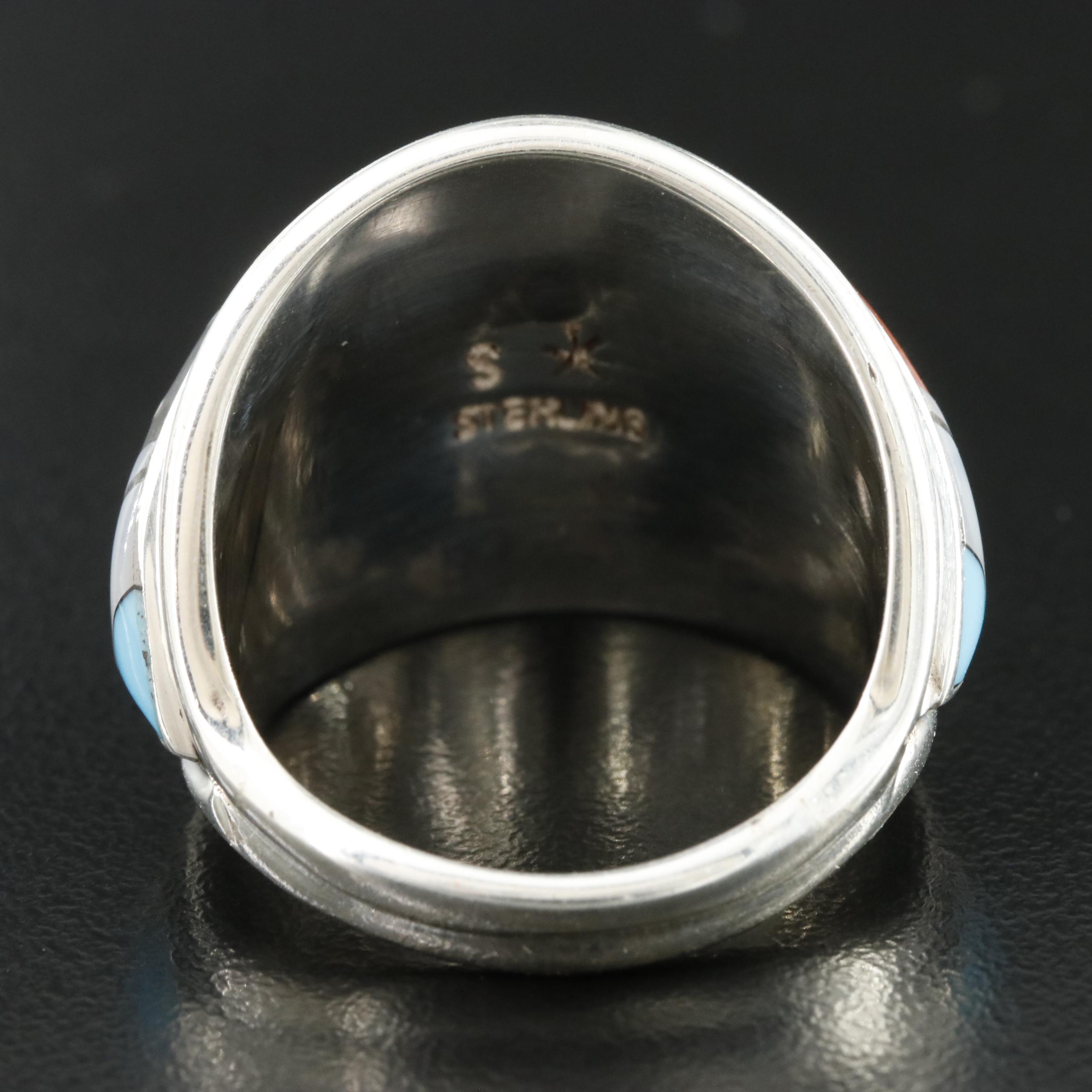 Western Style Sterling Inlay Ring