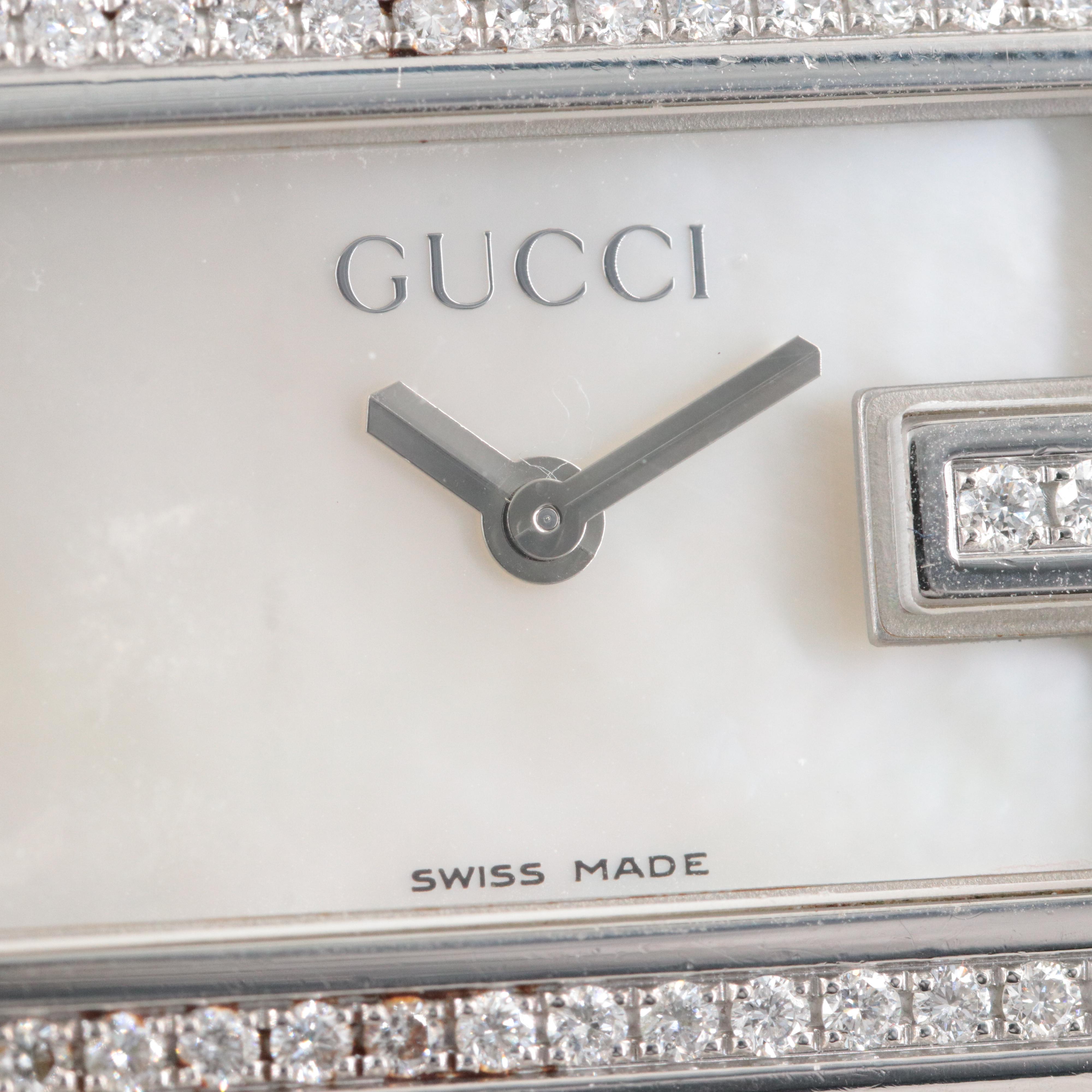 Gucci 100L Diamond & Mother-of-Pearl Watch