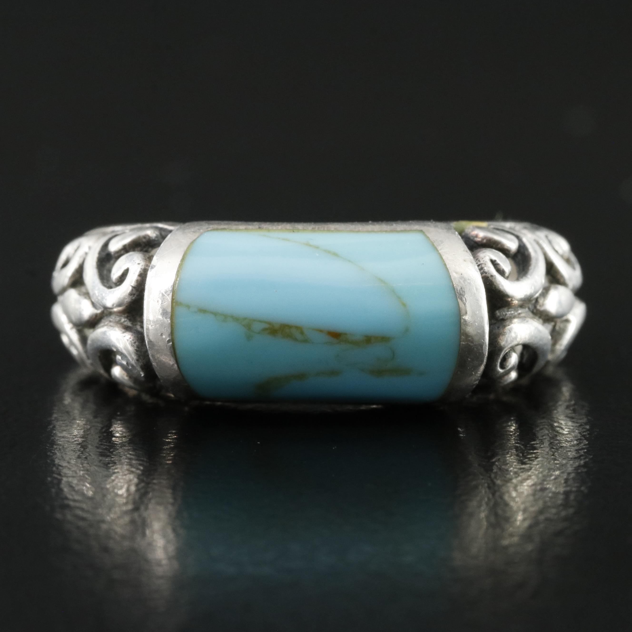 Sterling Faux Turquoise Scrollwork Ring