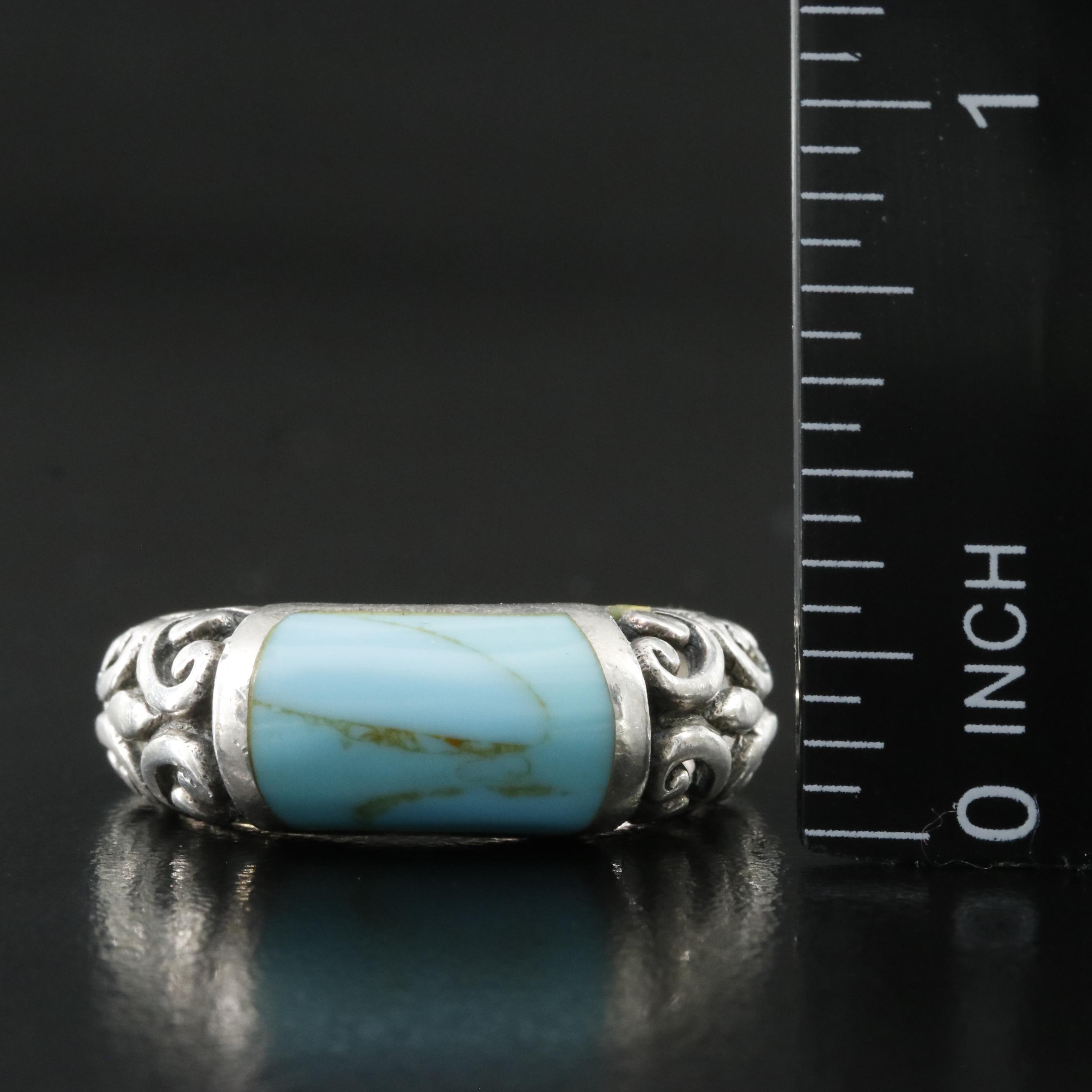 Sterling Faux Turquoise Scrollwork Ring