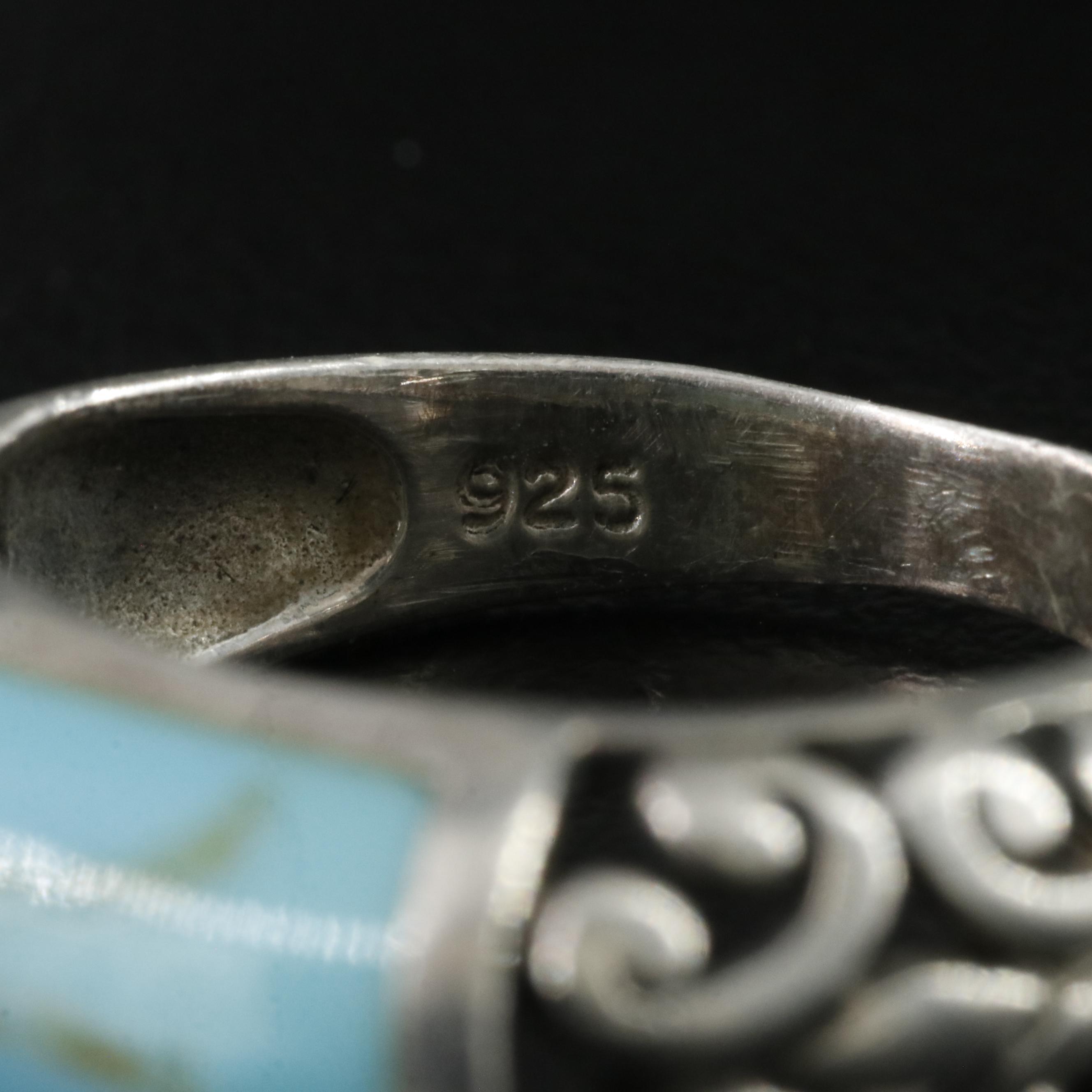 Sterling Faux Turquoise Scrollwork Ring