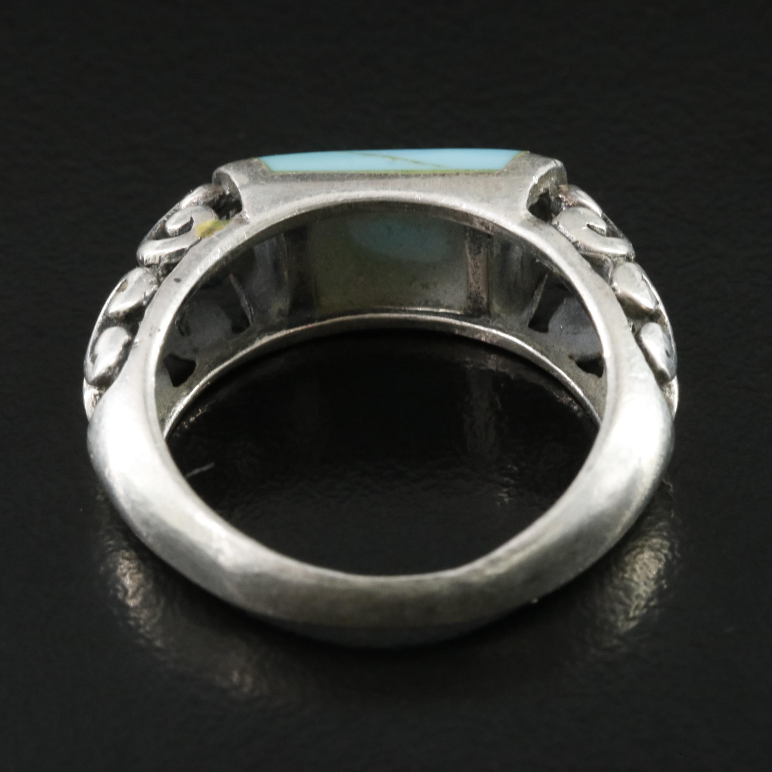 Sterling Faux Turquoise Scrollwork Ring