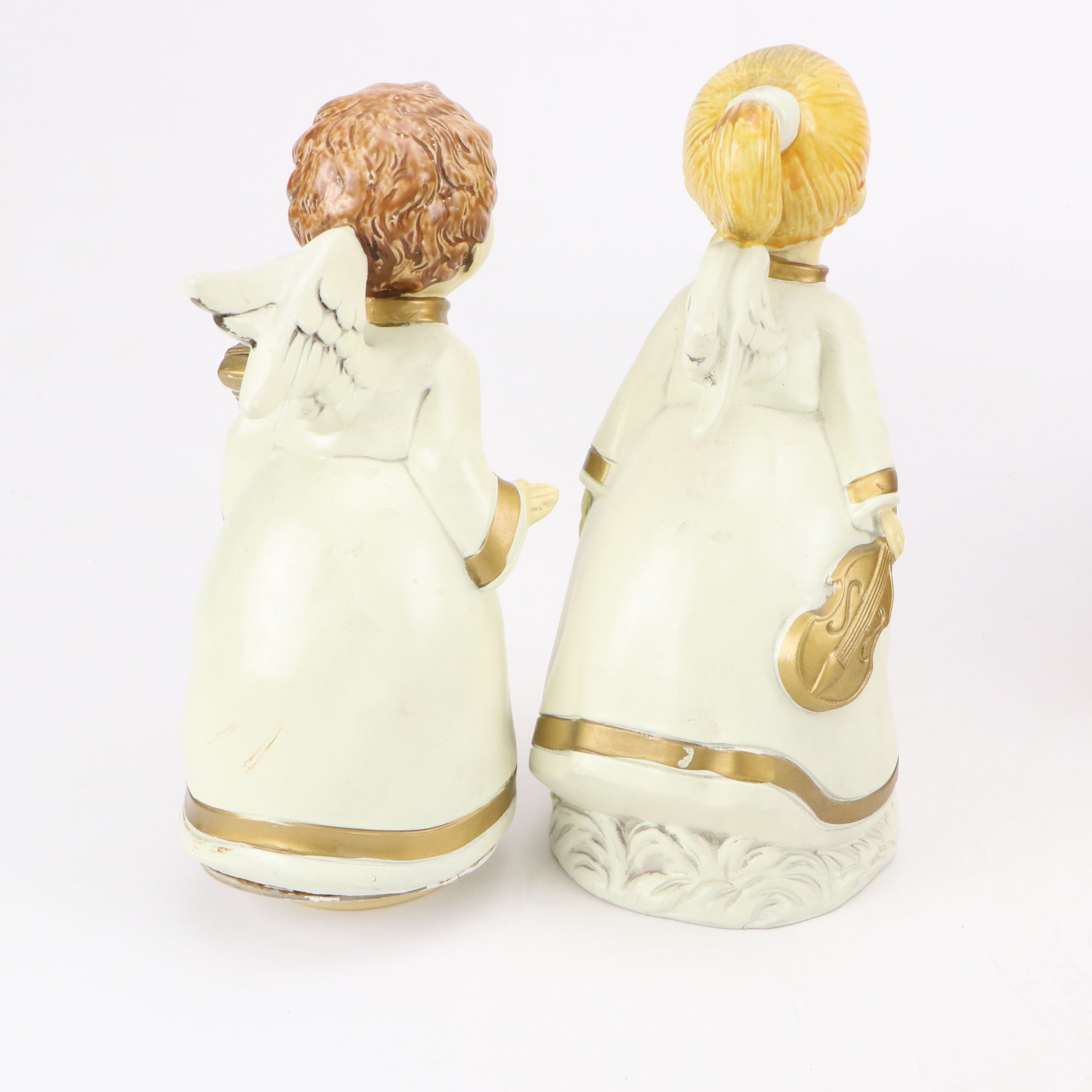 Mid-20th Century Japanese Ceramic Kissing Angels with Shadow Box