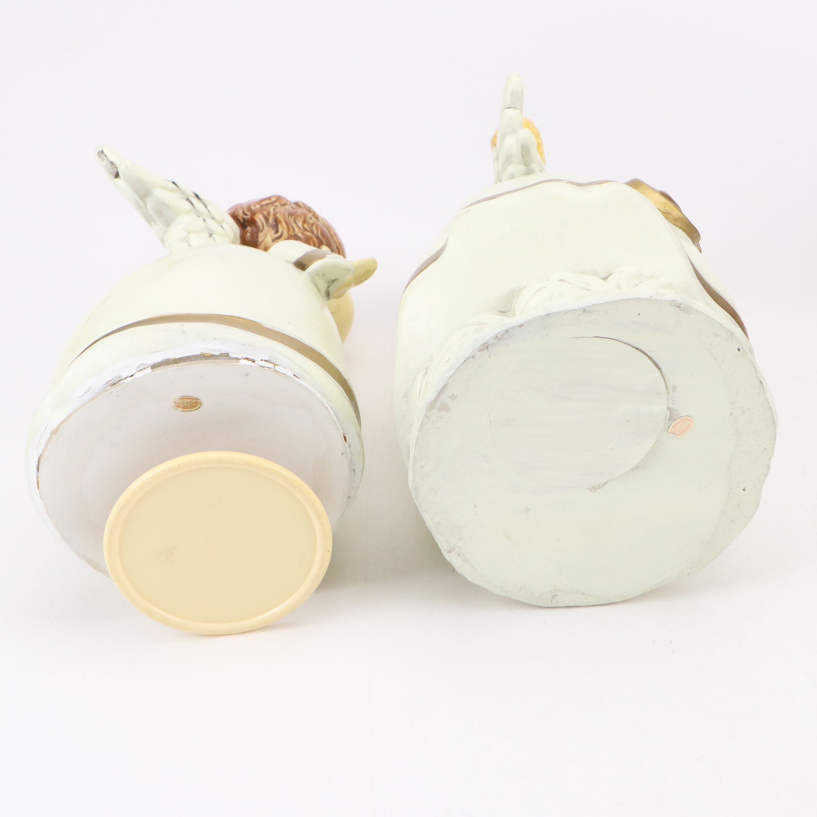 Mid-20th Century Japanese Ceramic Kissing Angels with Shadow Box