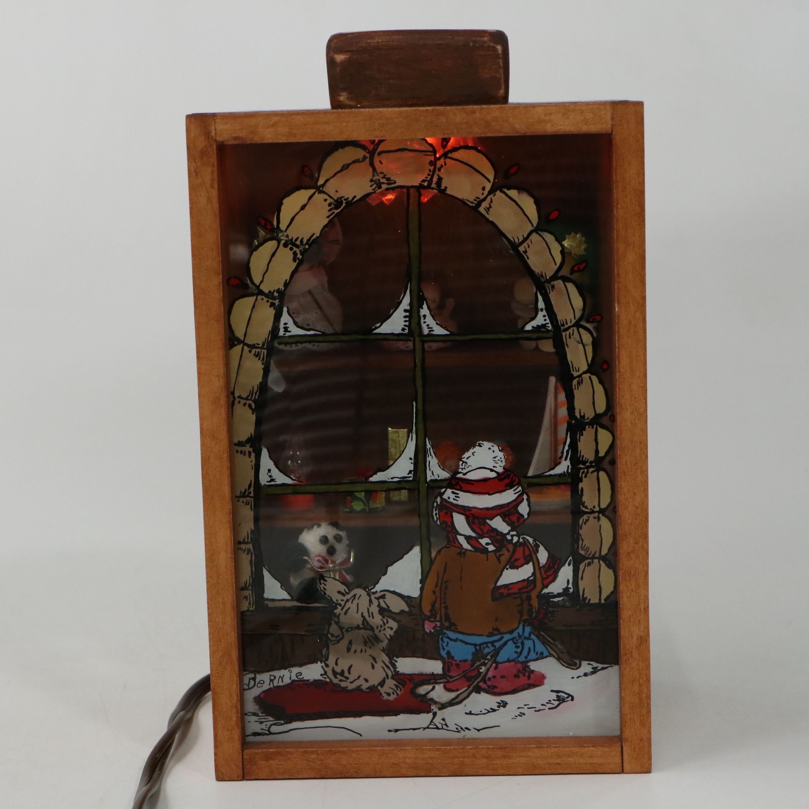 Mid-20th Century Japanese Ceramic Kissing Angels with Shadow Box