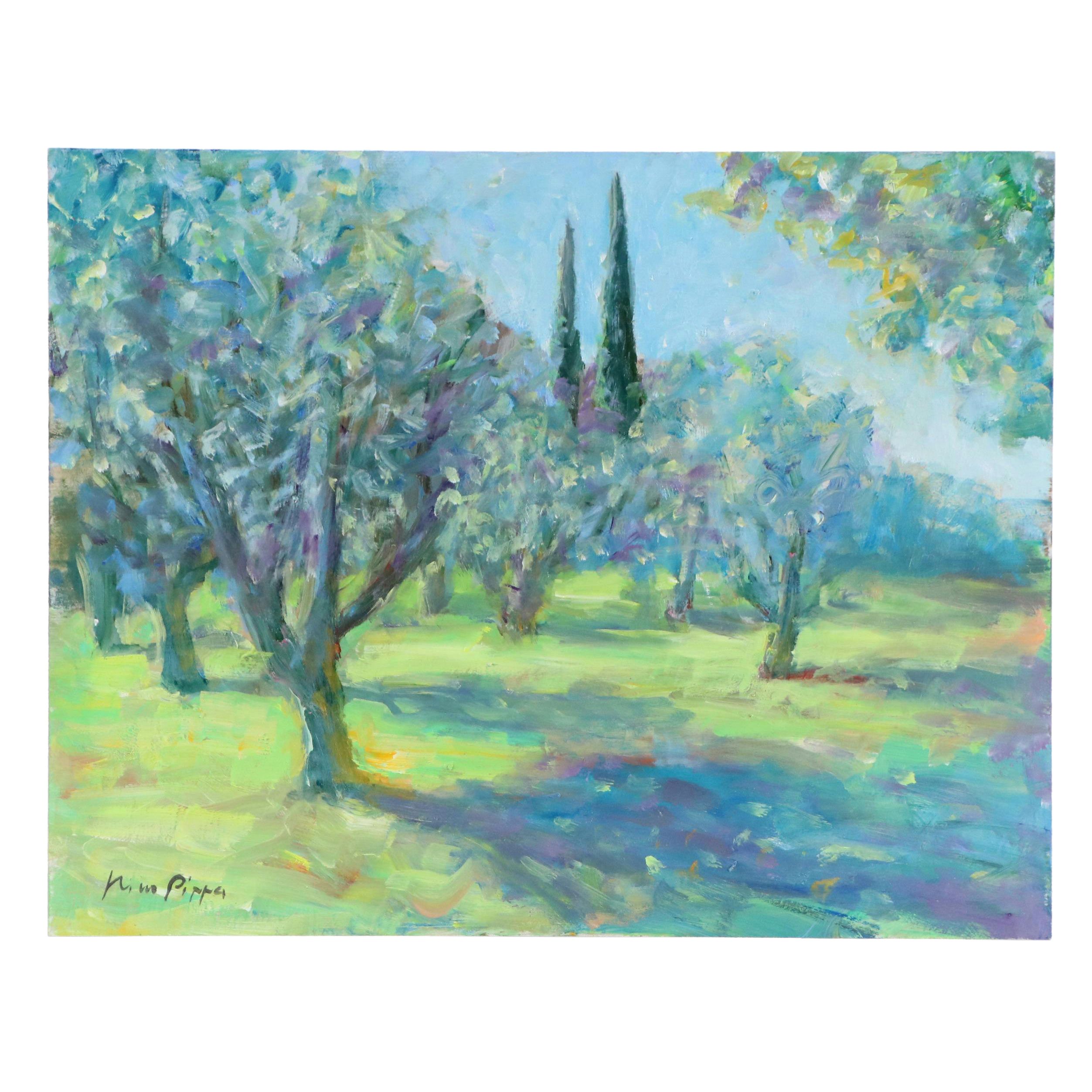 Nino Pippa Landscape Oil Painting "Tuscany - Olive Grove," 2023